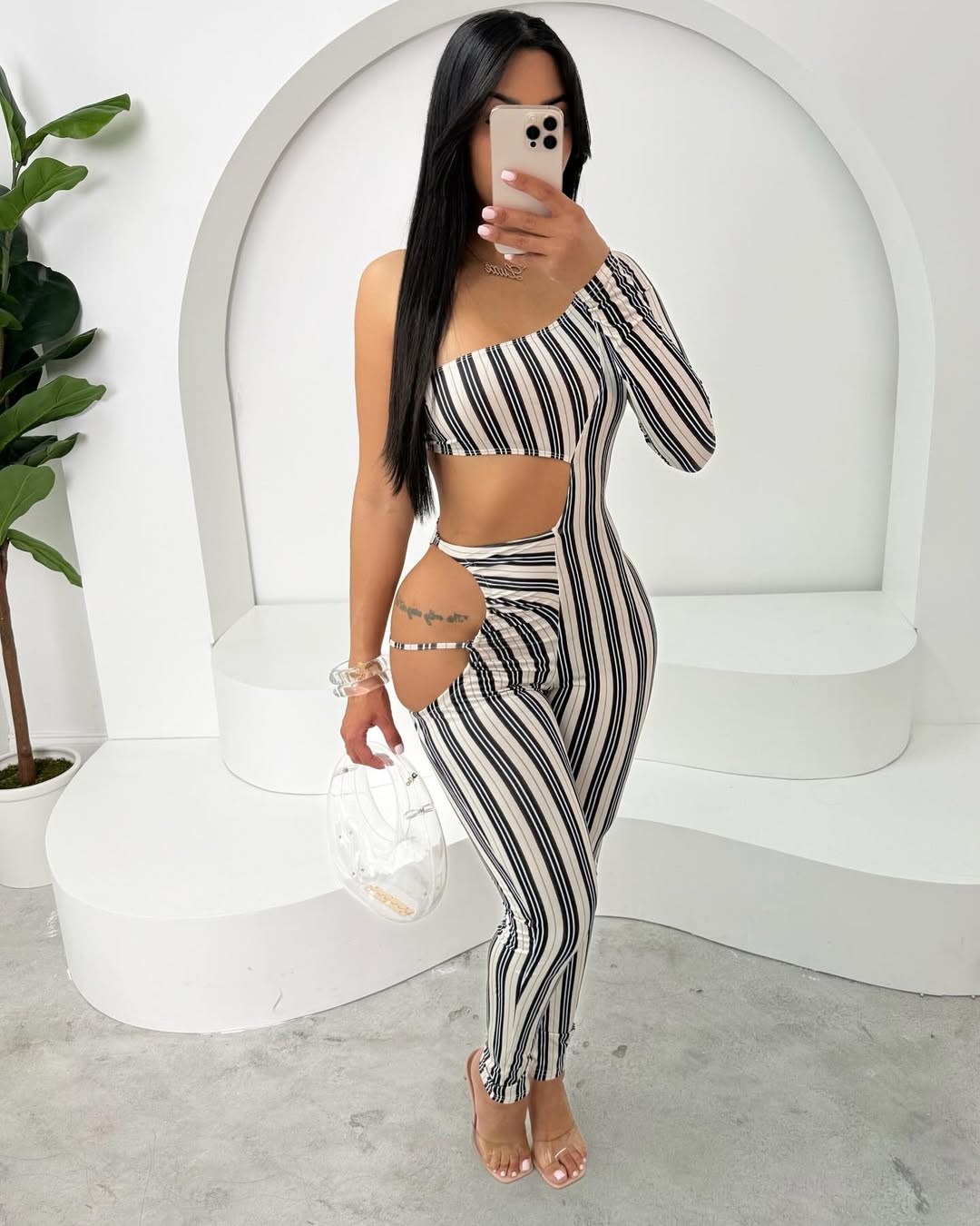 Maria One-Sleeve Cutout Jumpsuit