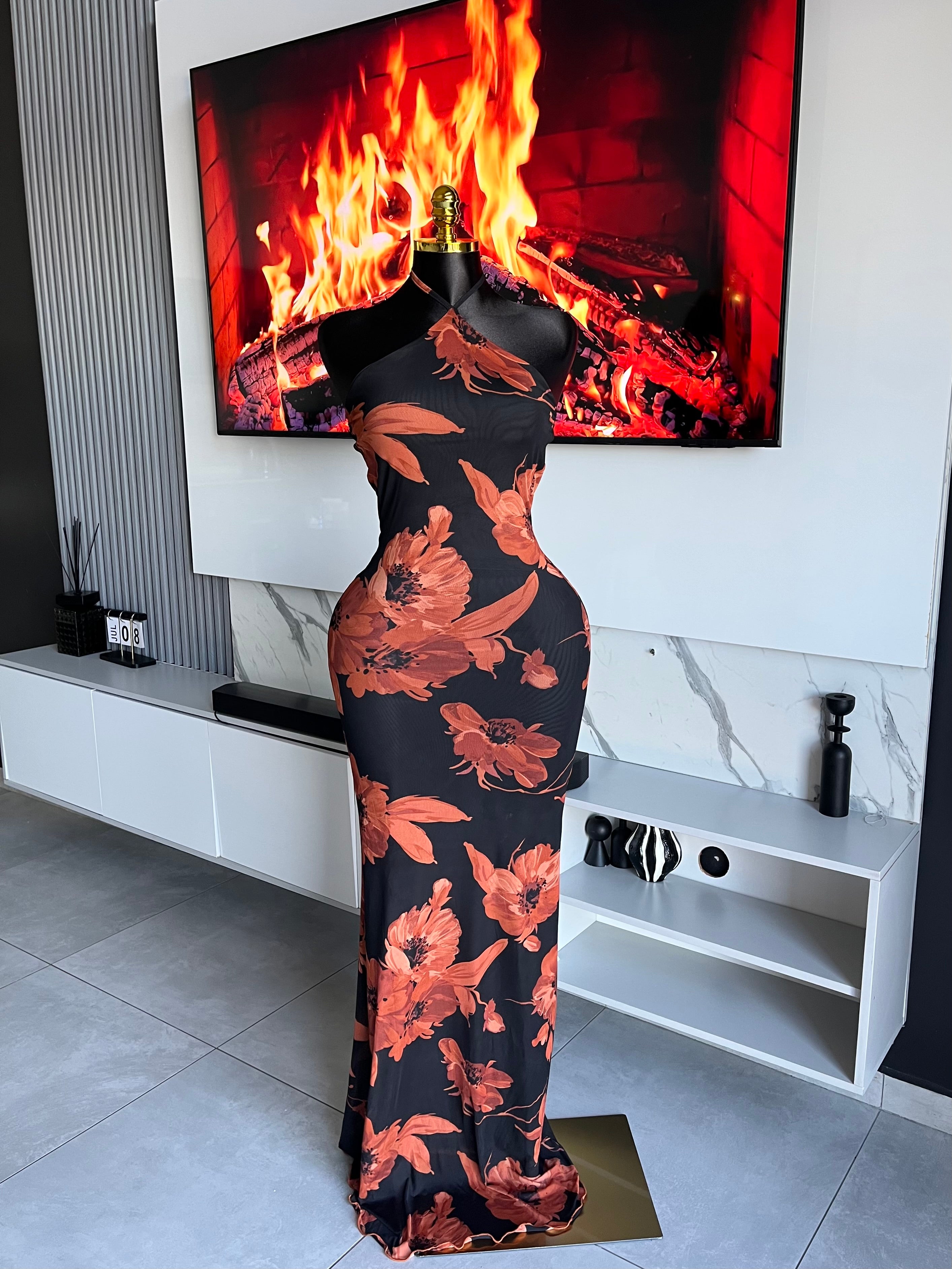 Aurelia Floral Mesh Maxi Dress