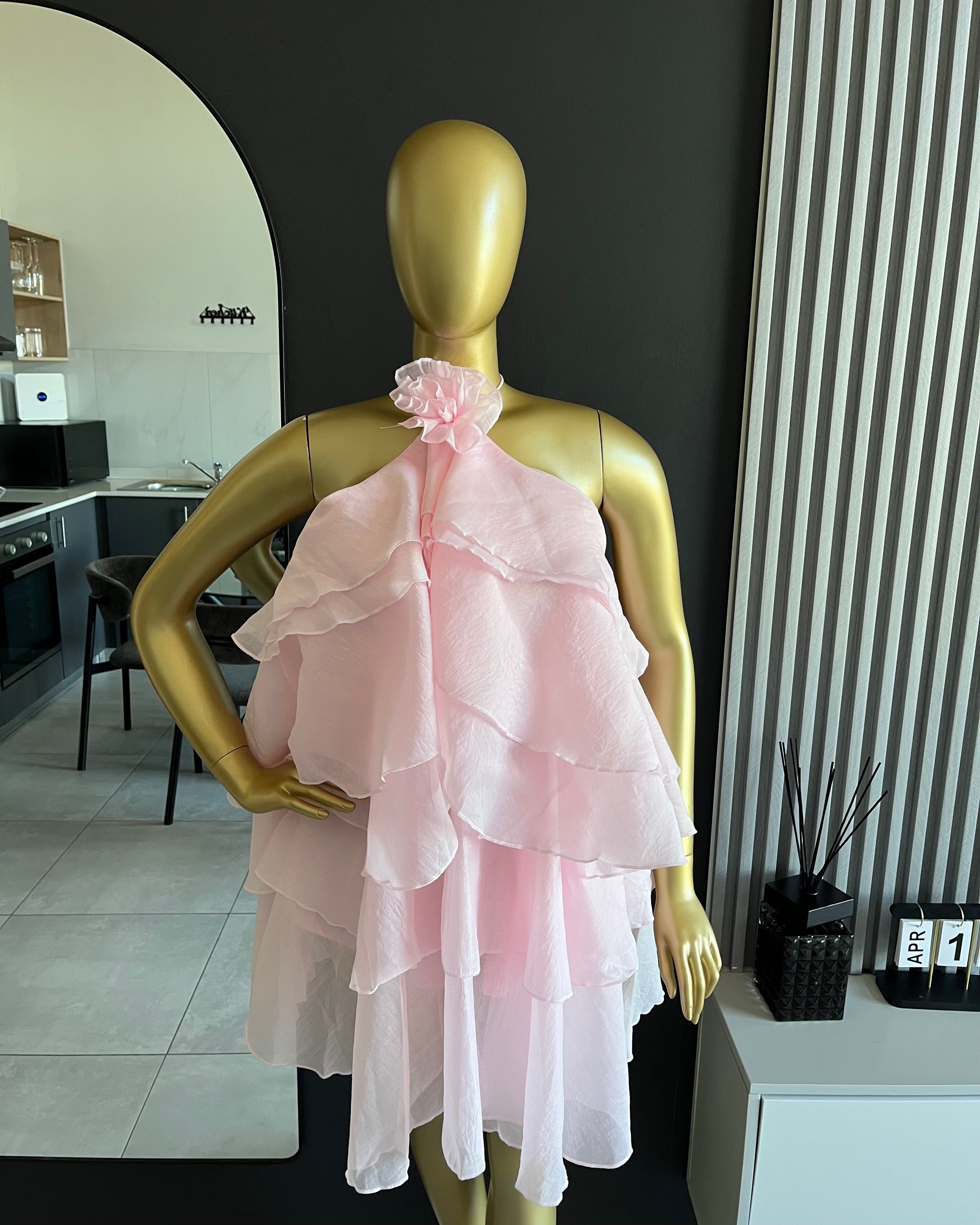 Keke Ruffle Halter Statement Mini Dress