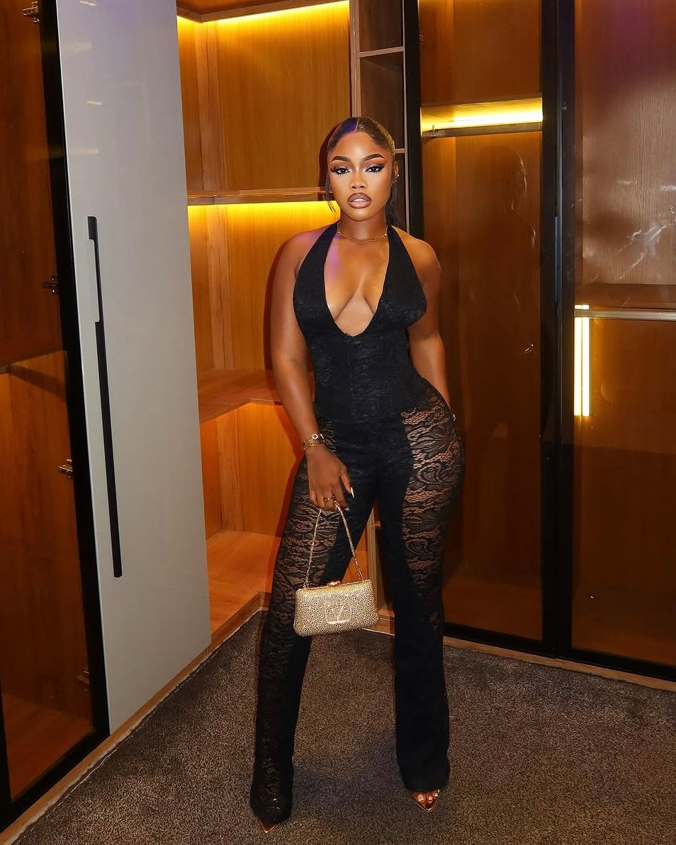 Soraya Lace Corset Jumpsuit Black