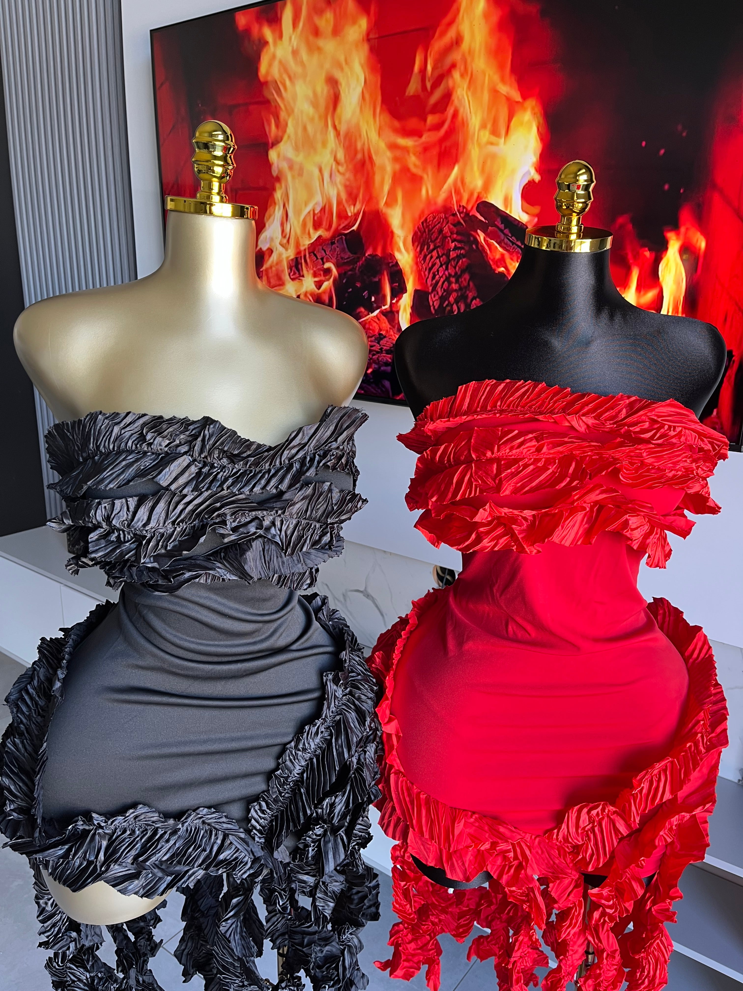 Nellie Ruffle Strapless Statement Dress
