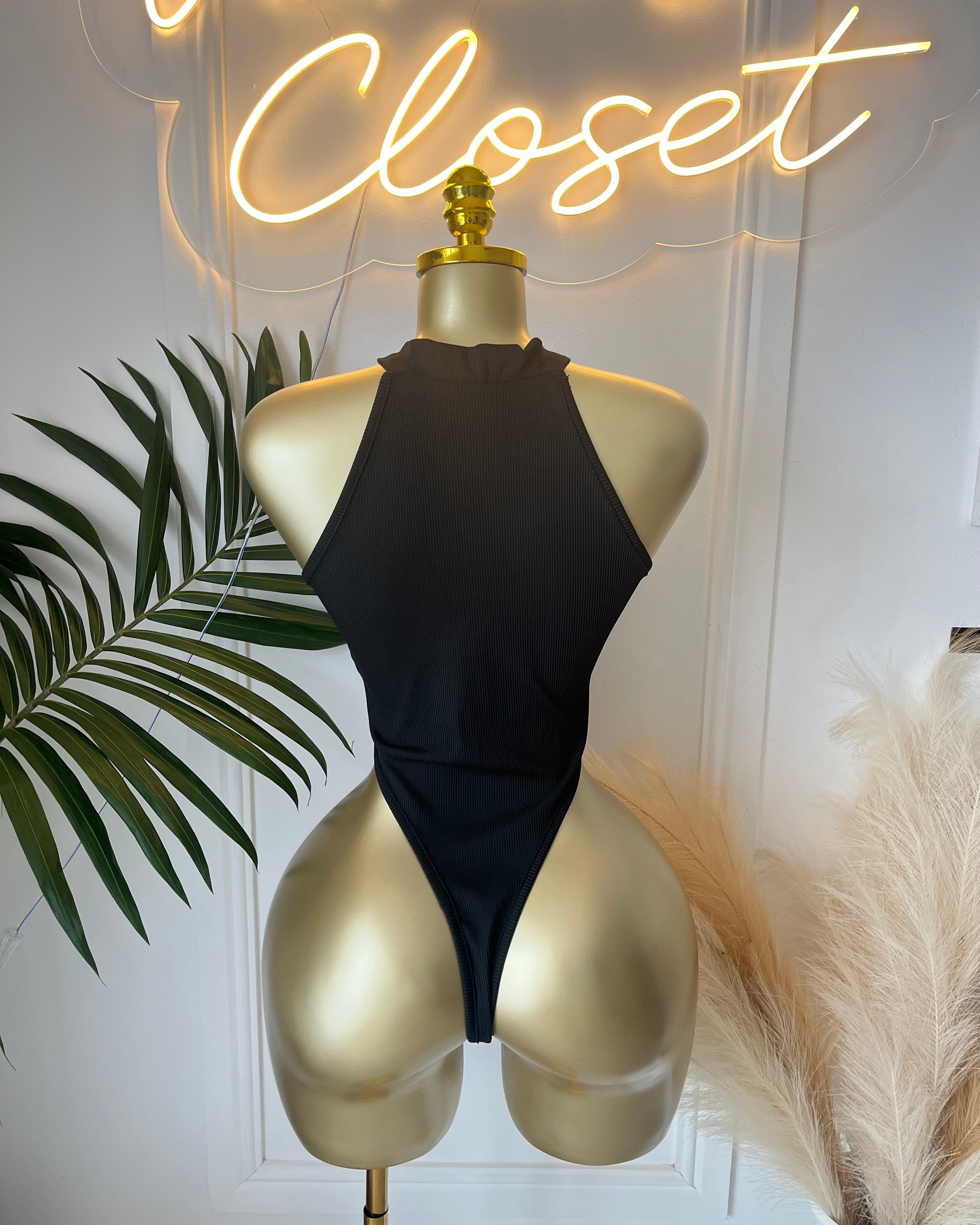 Livia Ribbed Bodysuit Black