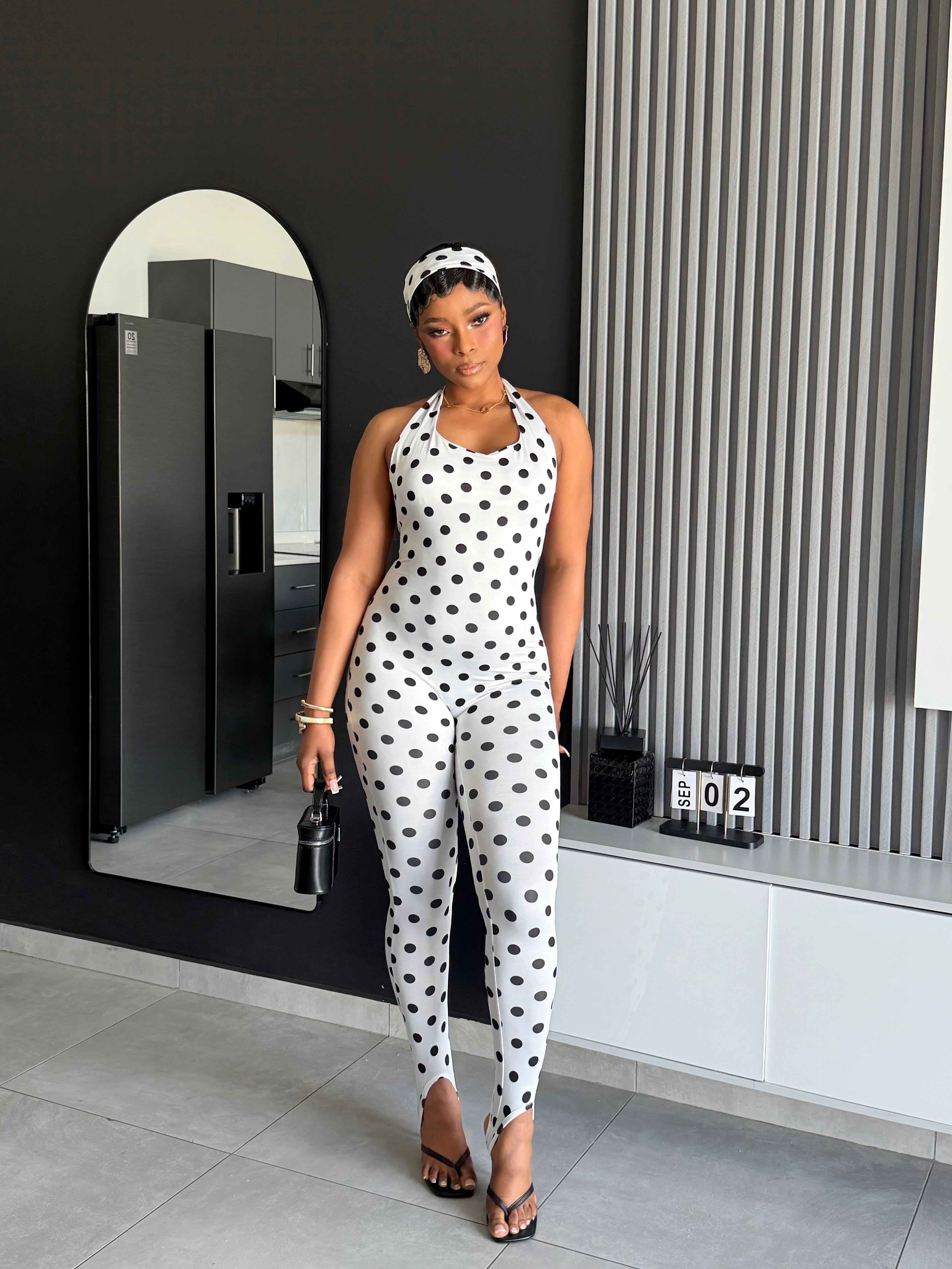 Ophelia Sculpt Jumpsuit Polka
