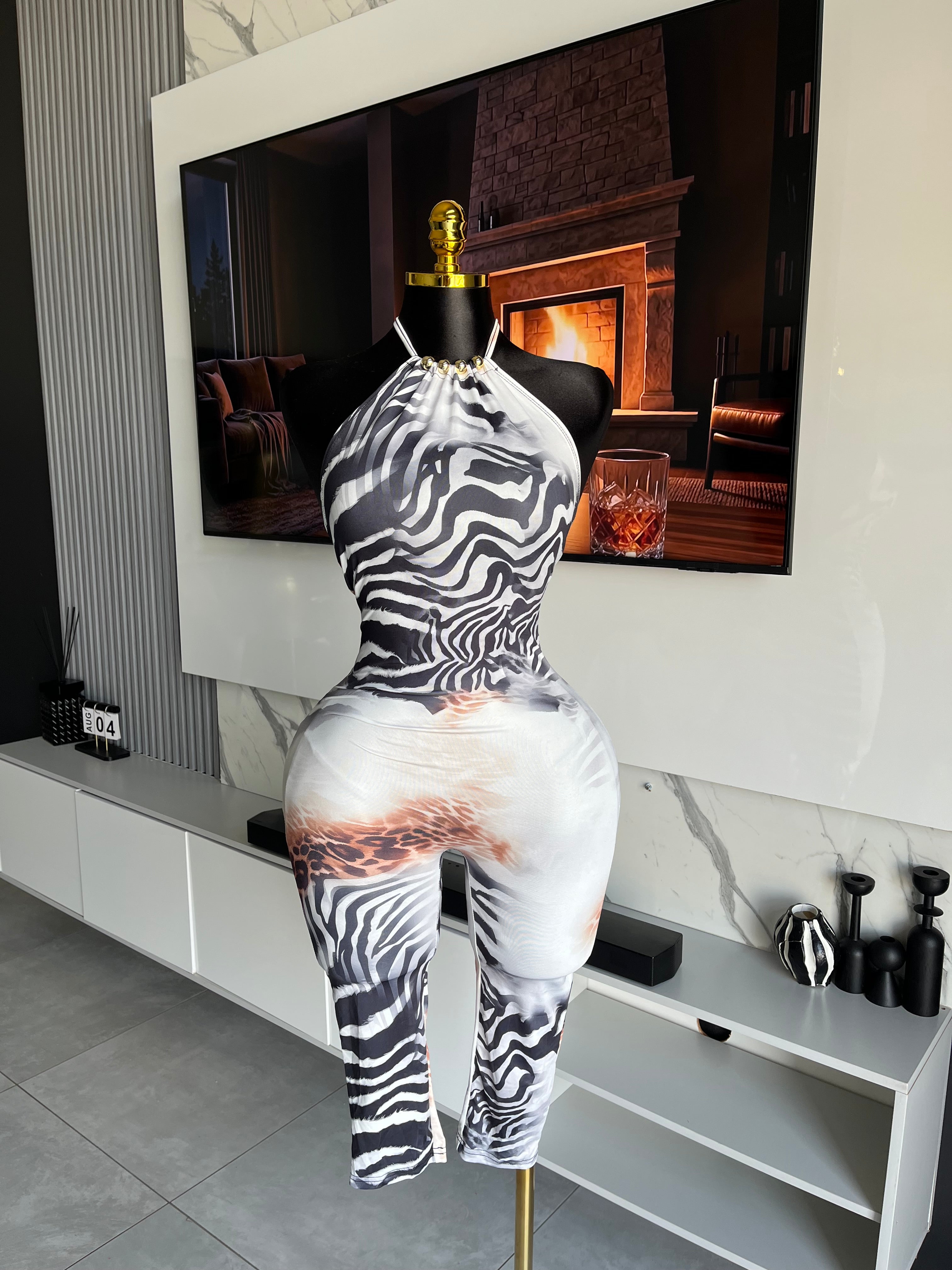 Lamia Animal Print Halter Jumpsuit