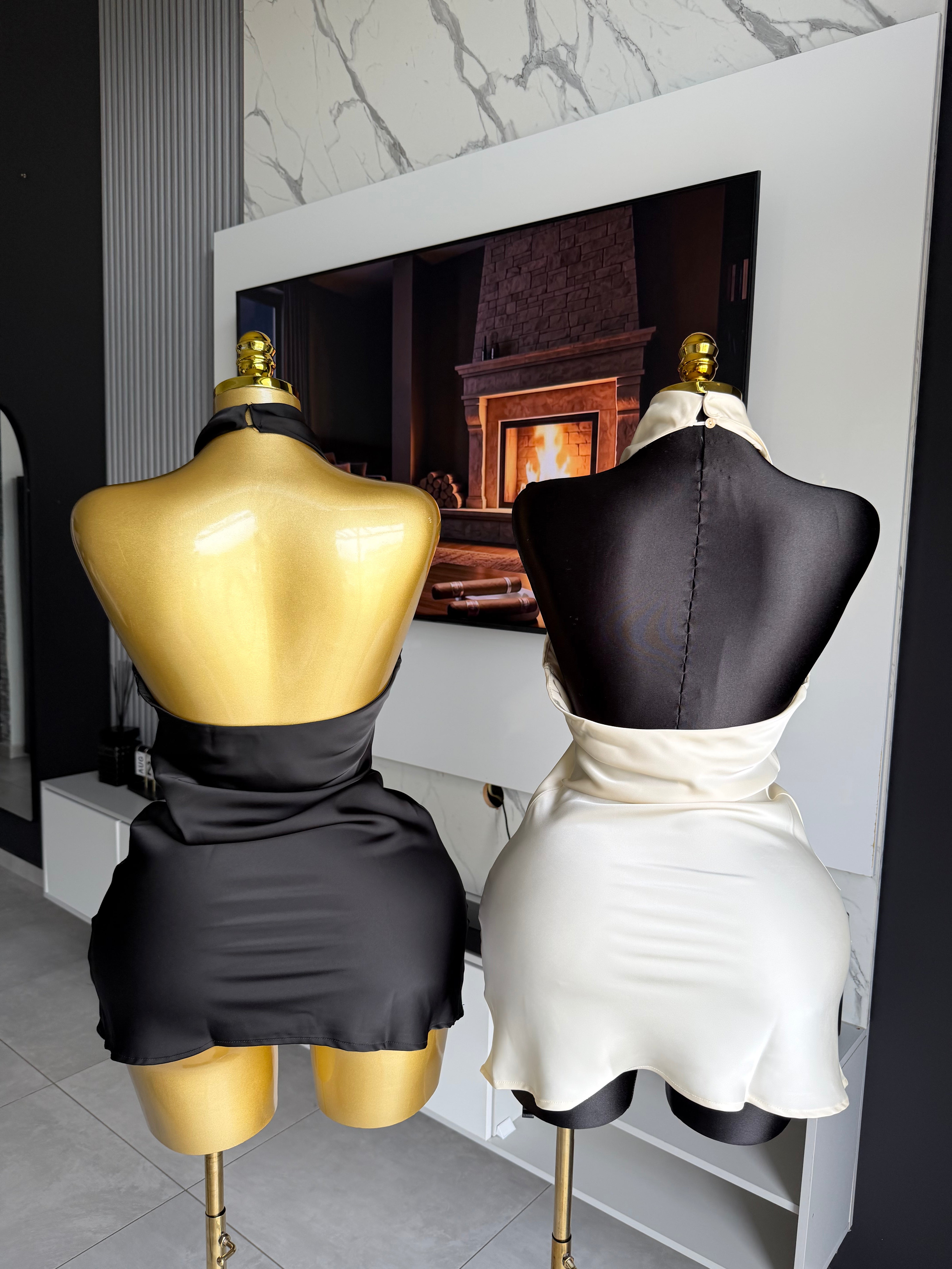 Amaya Satin Halter Mini Dress