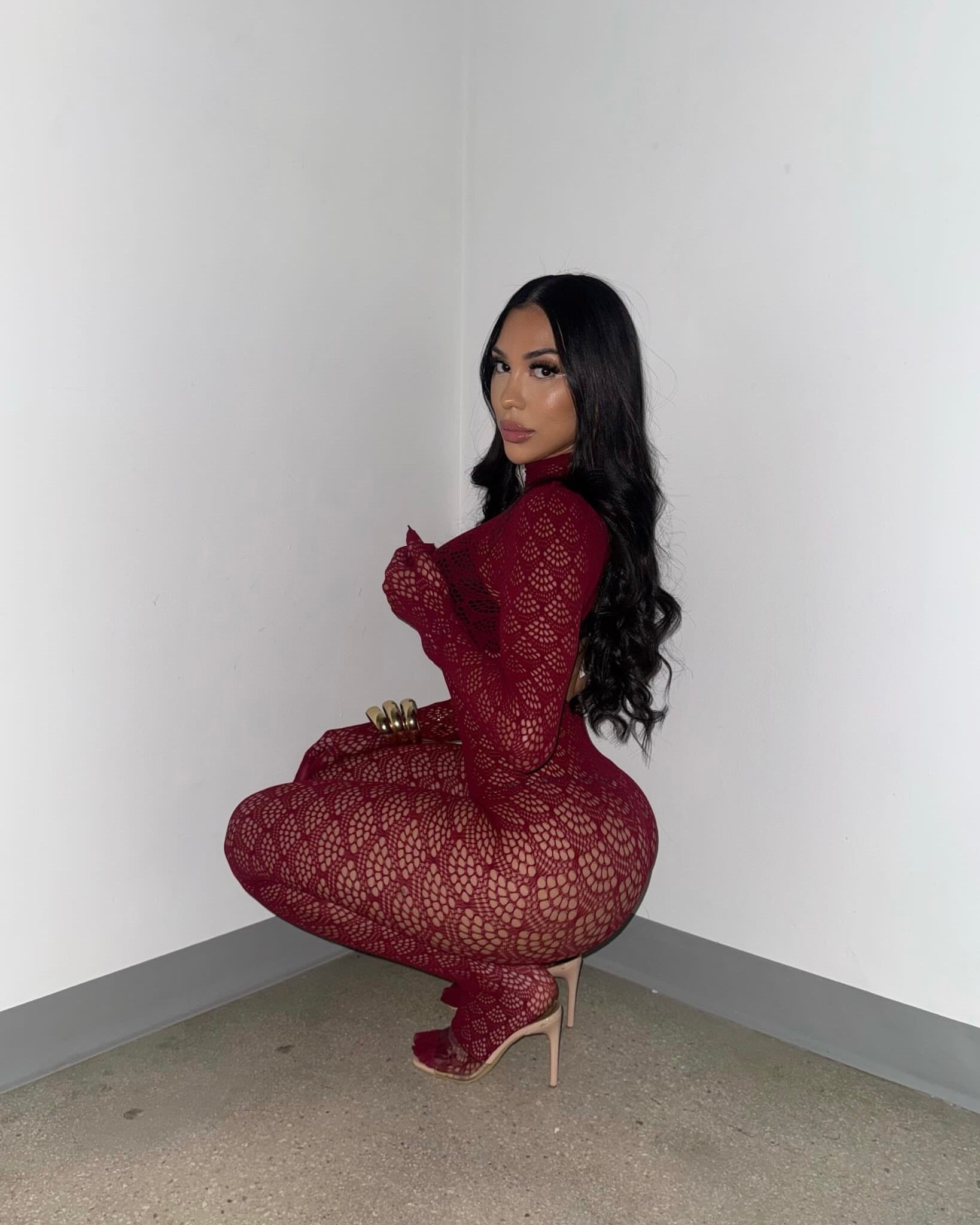 Kerri Lace Jumpsuit Burgundy