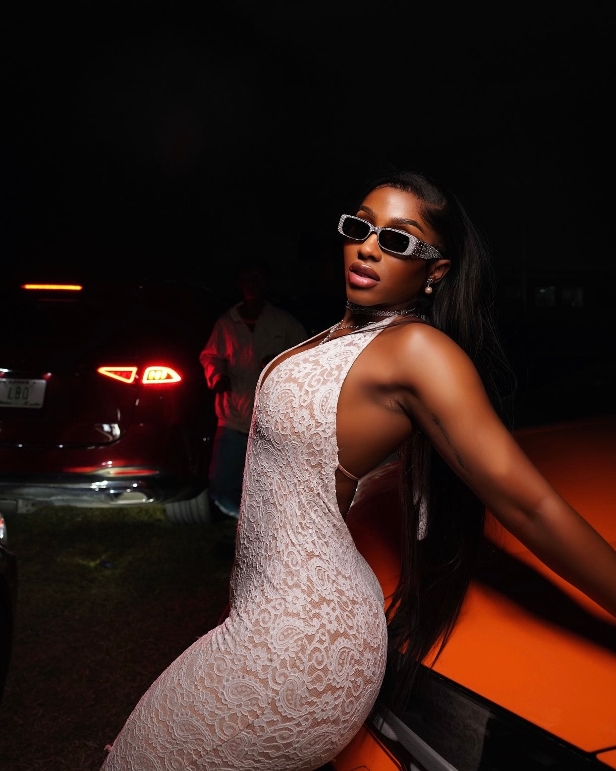 Eluzi Lace Halter Sculpt Jumpsuit