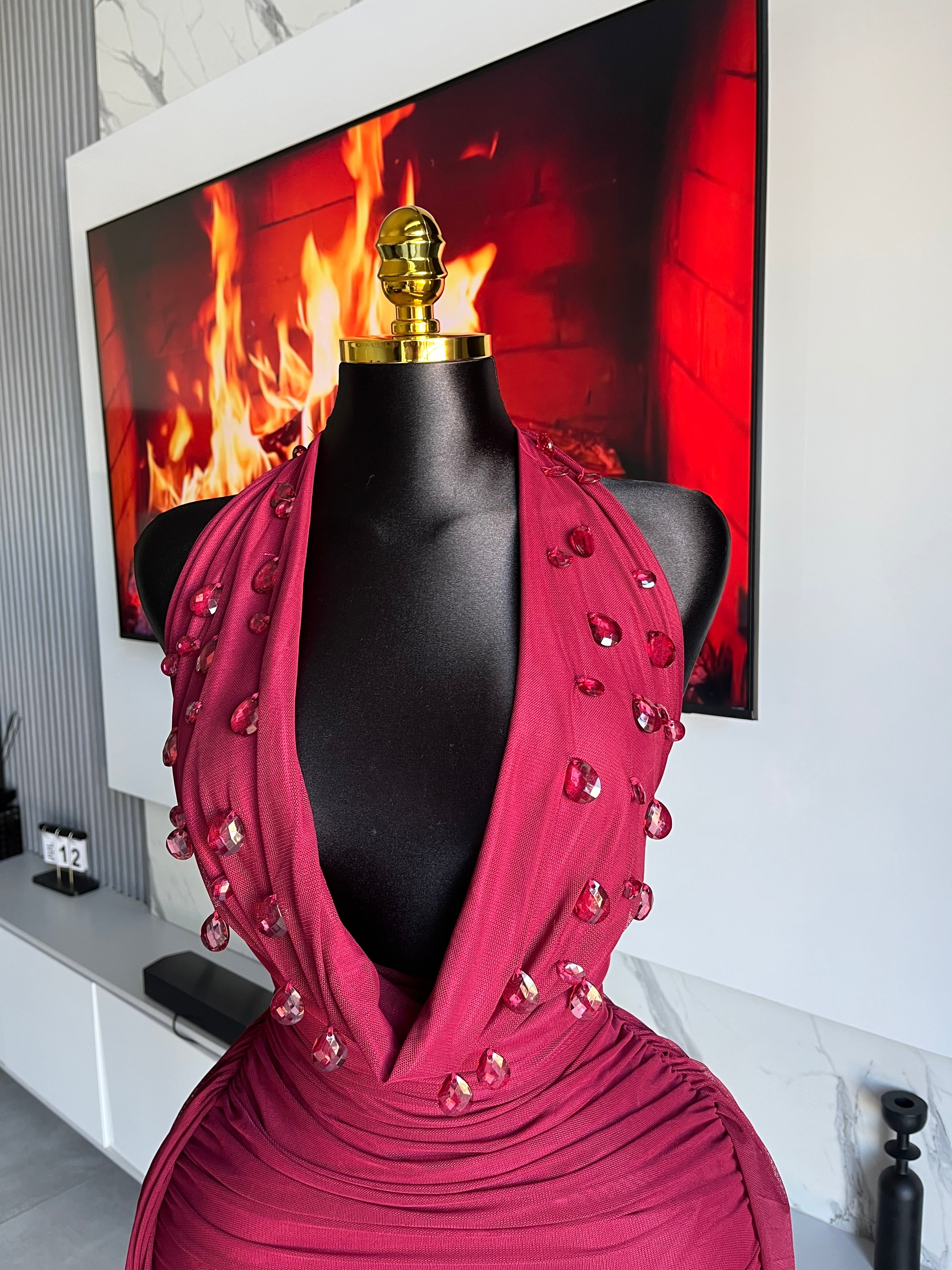Sienna Embellished Drape Mini Dress