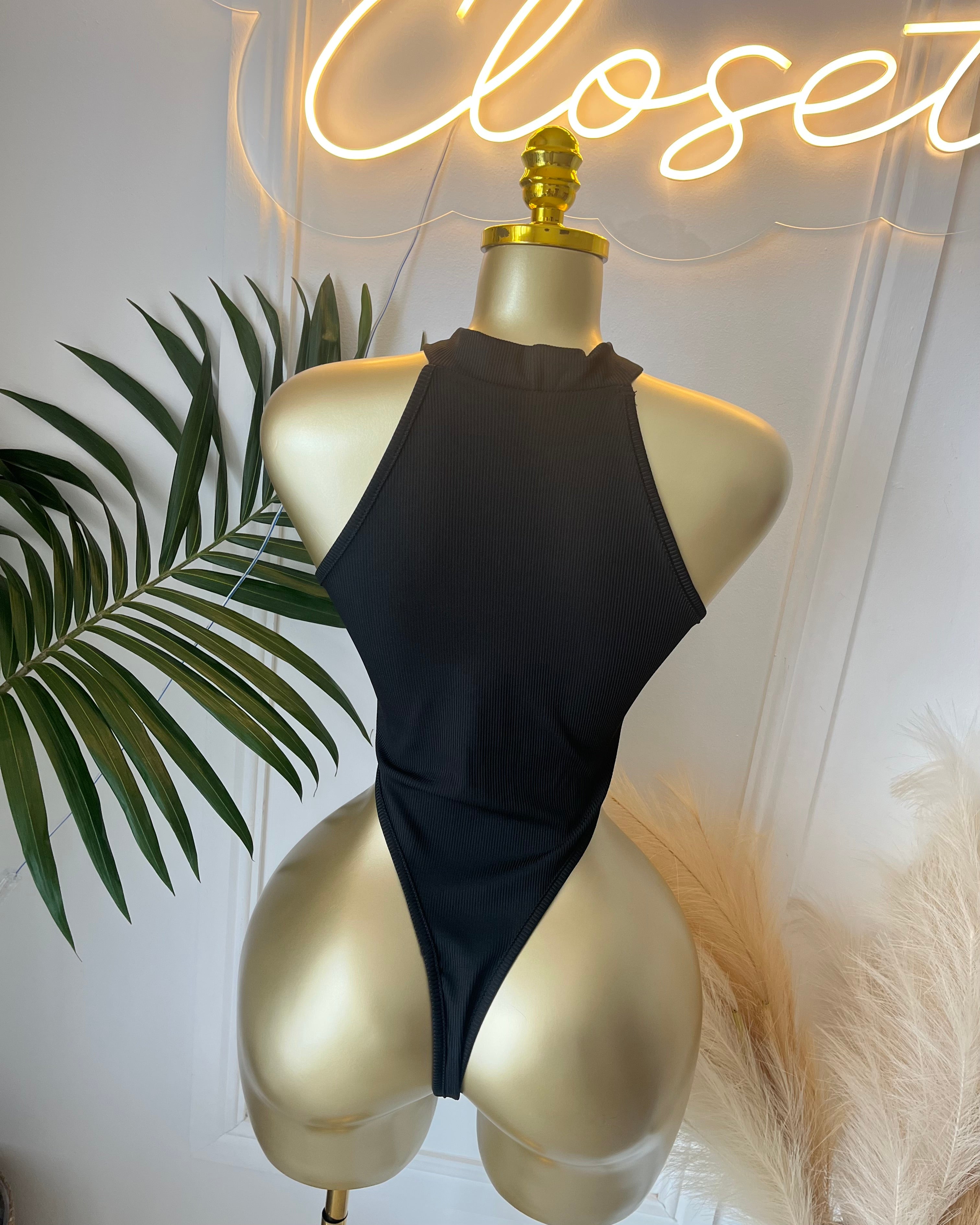 Livia Ribbed Bodysuit Black