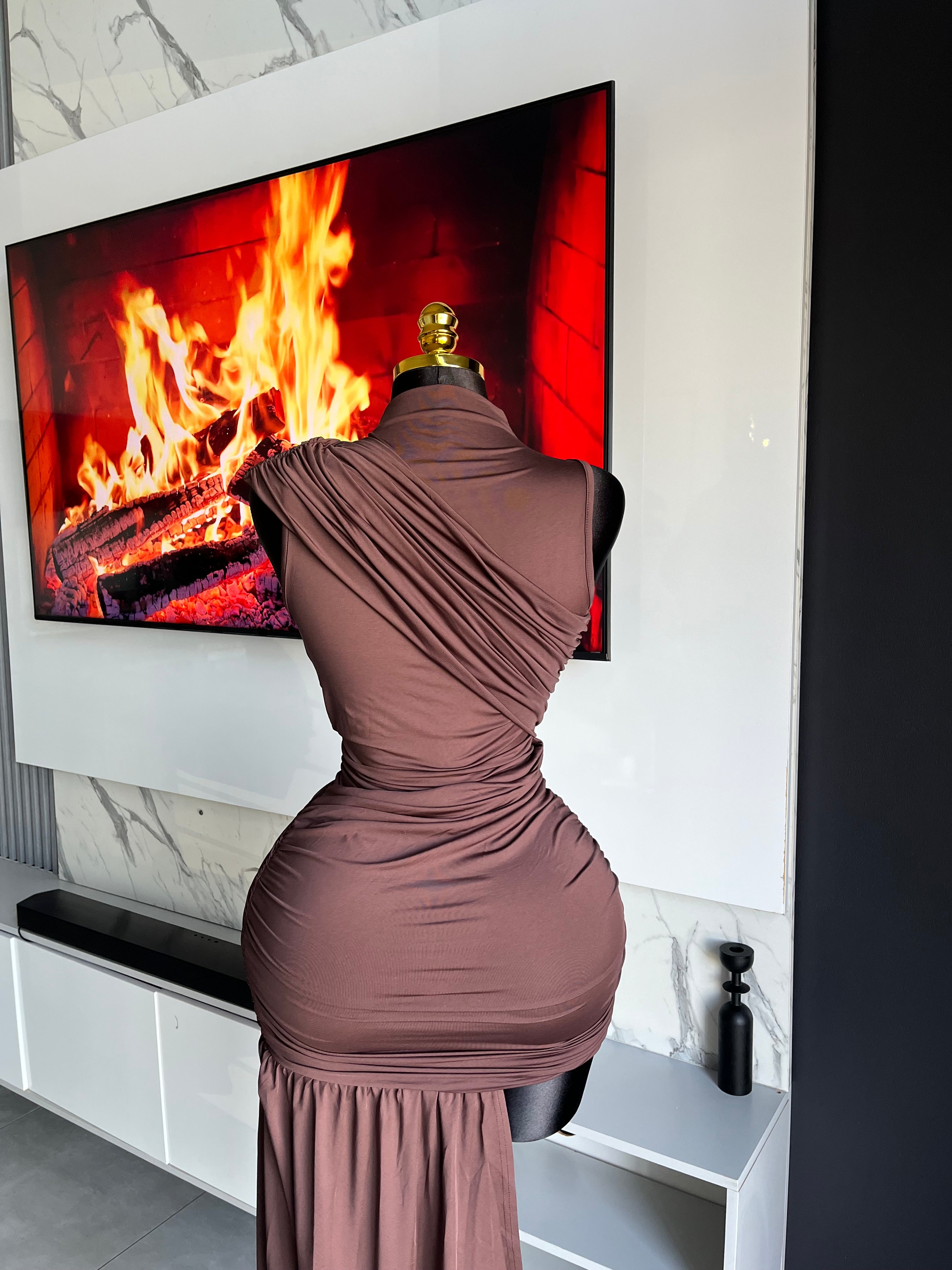 Amelia Draped One-Shoulder Mini Dress