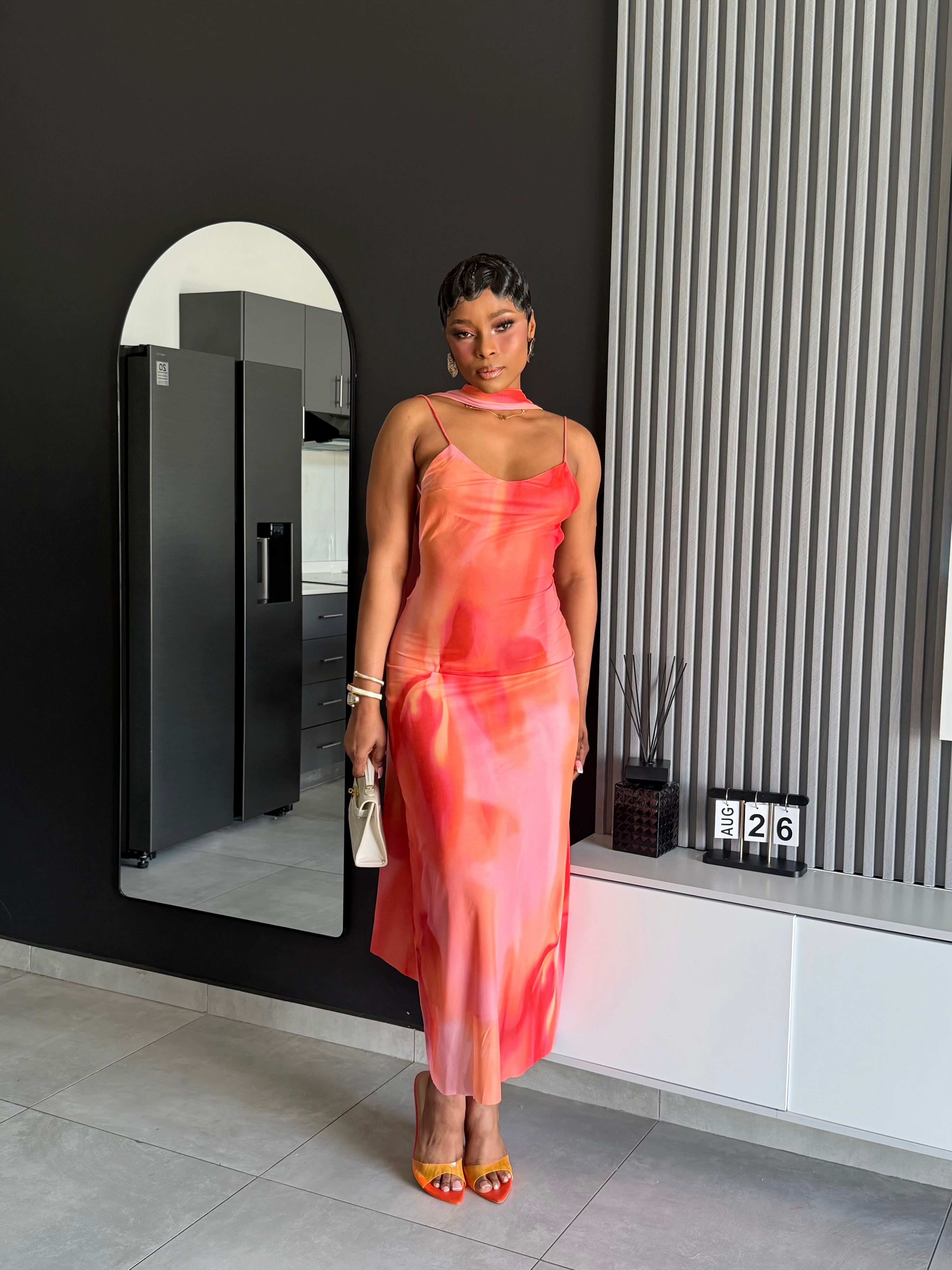 Zaria Abstract Halter Maxi Dress