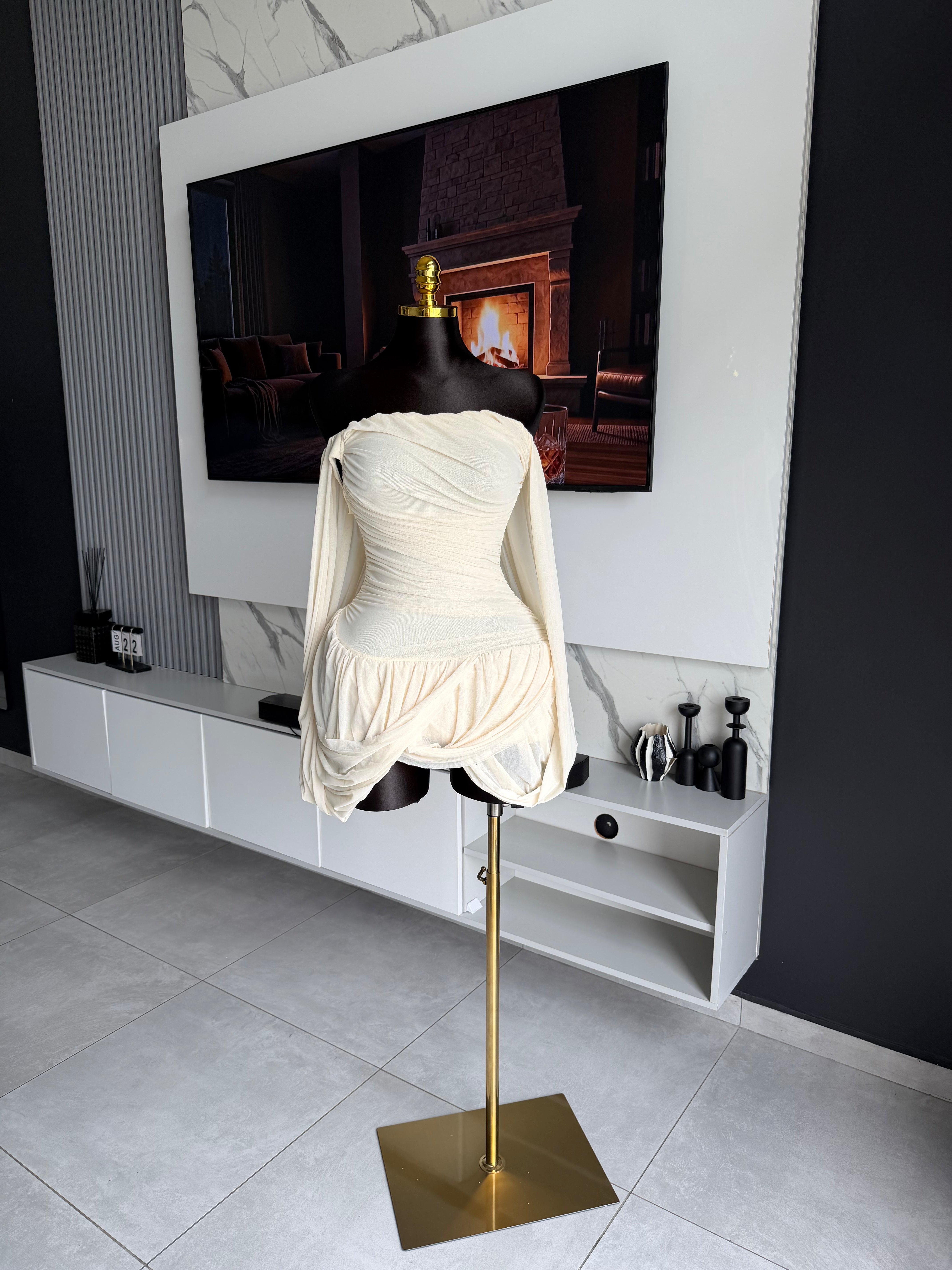 Selene Draped Off-Shoulder Mini Dress