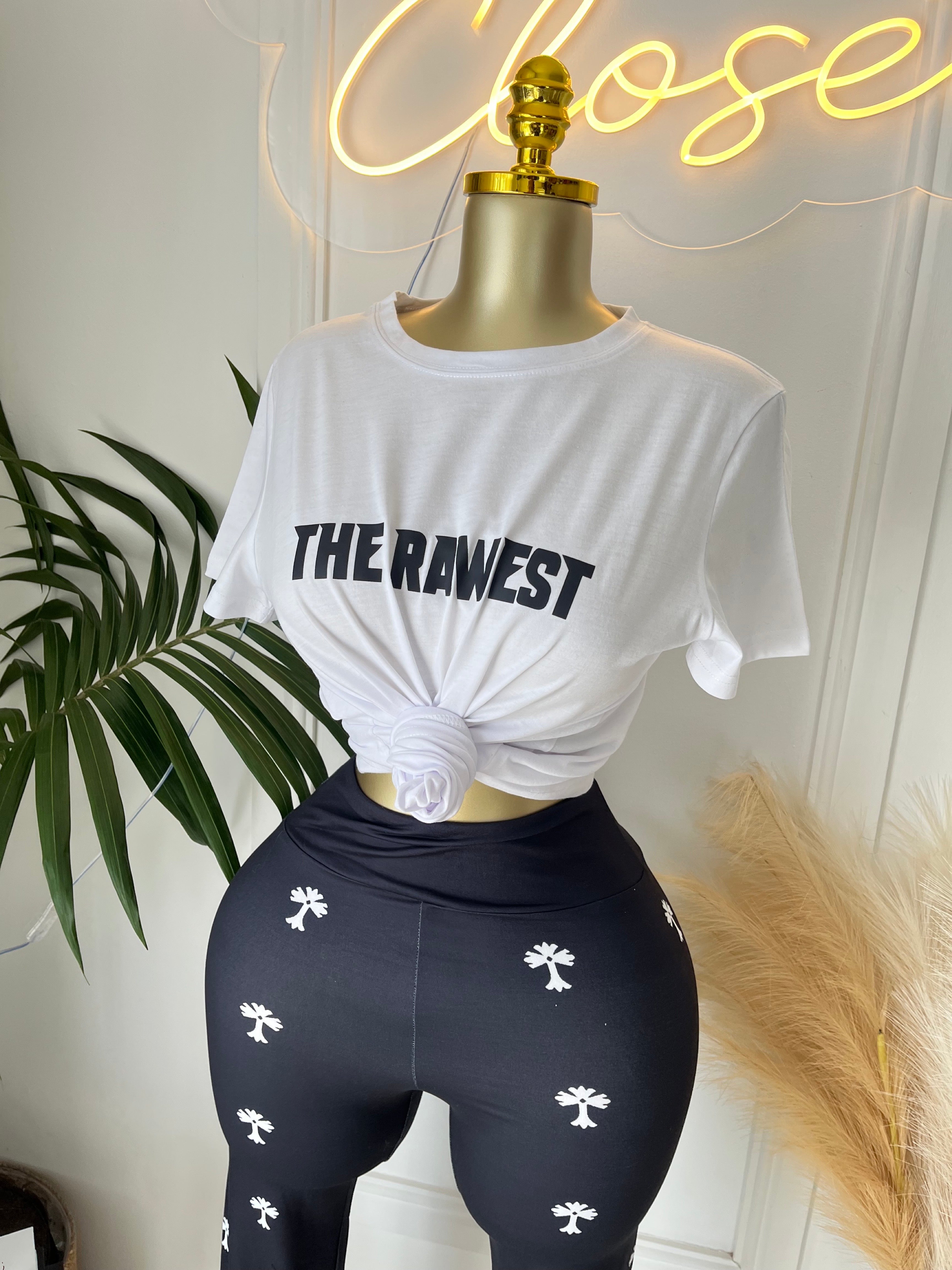 The Rawest Graphic Tee & Palm Print Leggings Set