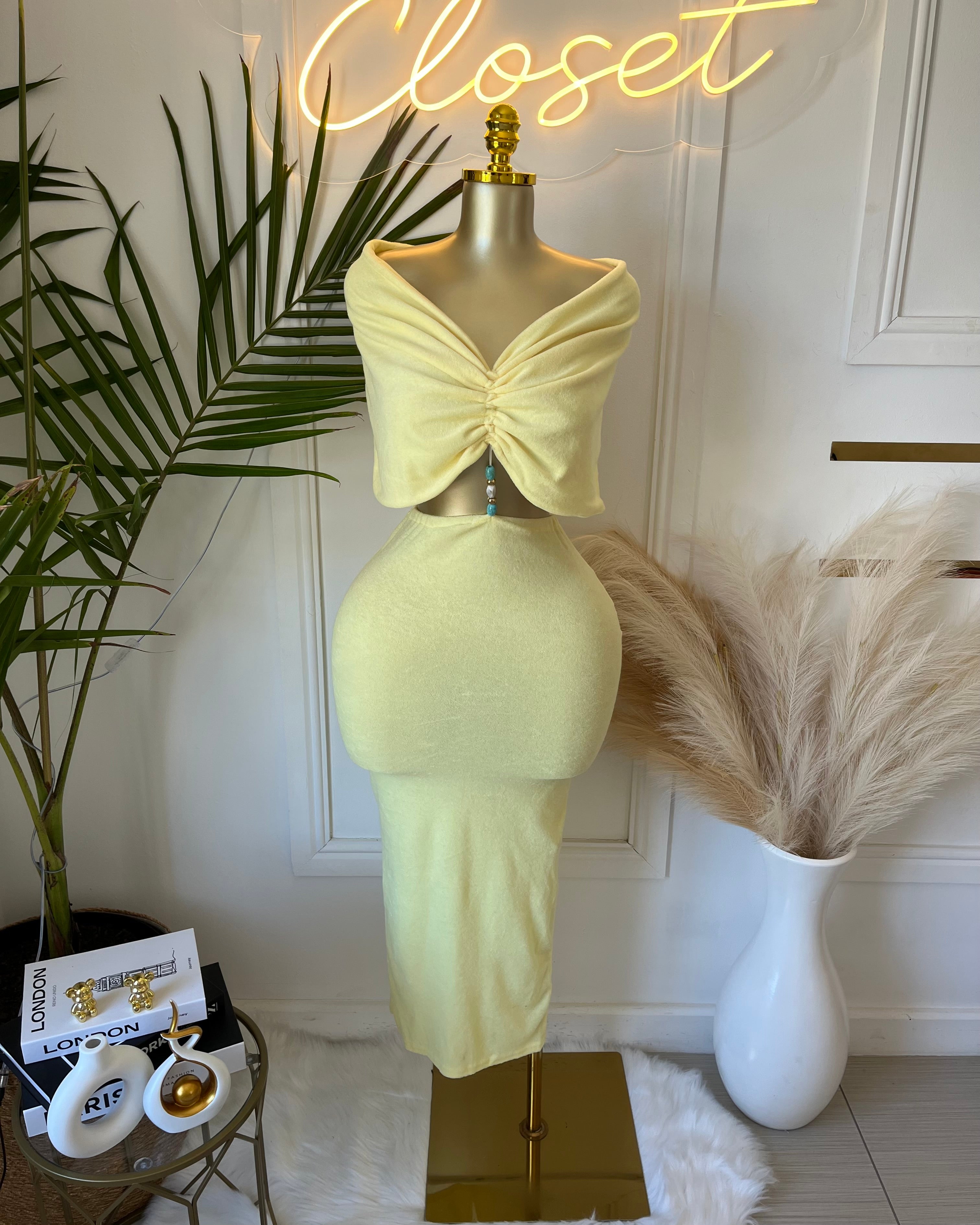 Espresso Lemon Cut-Out Maxi Dress