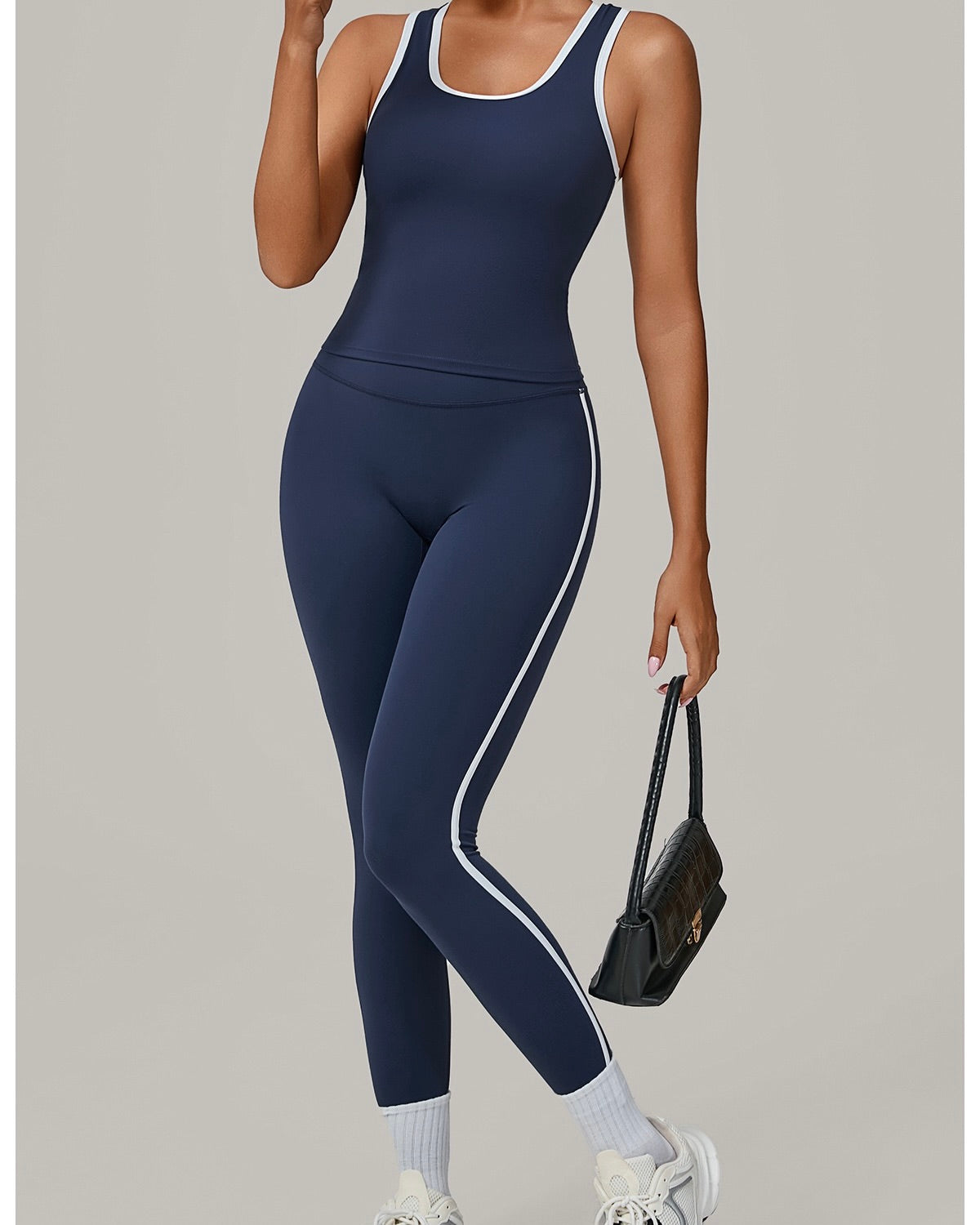 Lizel Sporty Contrast Trim Pant Set Blue