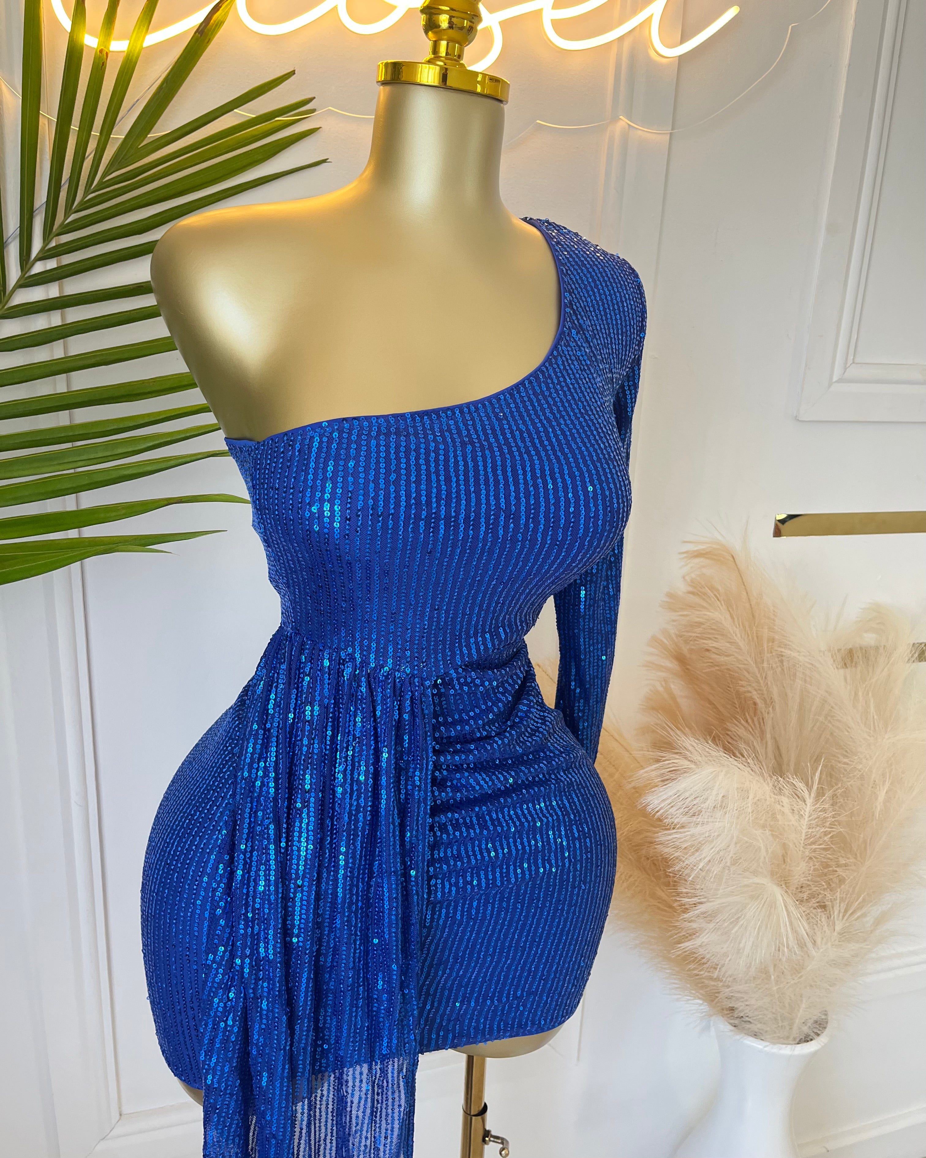 Elisa One-Shoulder Sequin Mini Dress