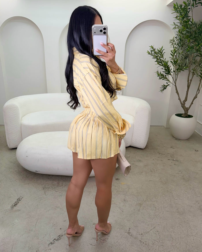 Lemonade Stripe Shirt & Shorts Set Yellow