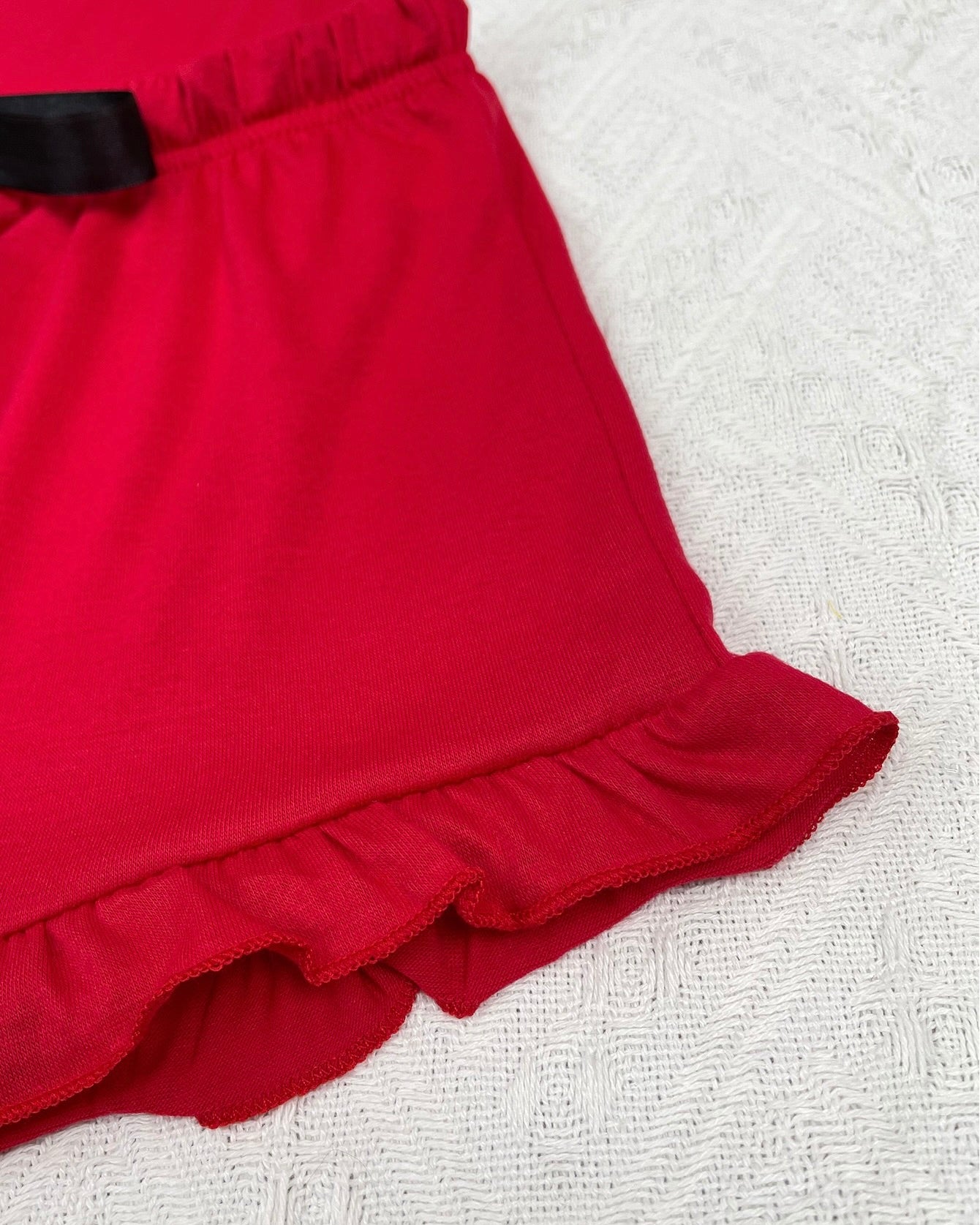 I Love Me Black Pajama Shorts Set Red