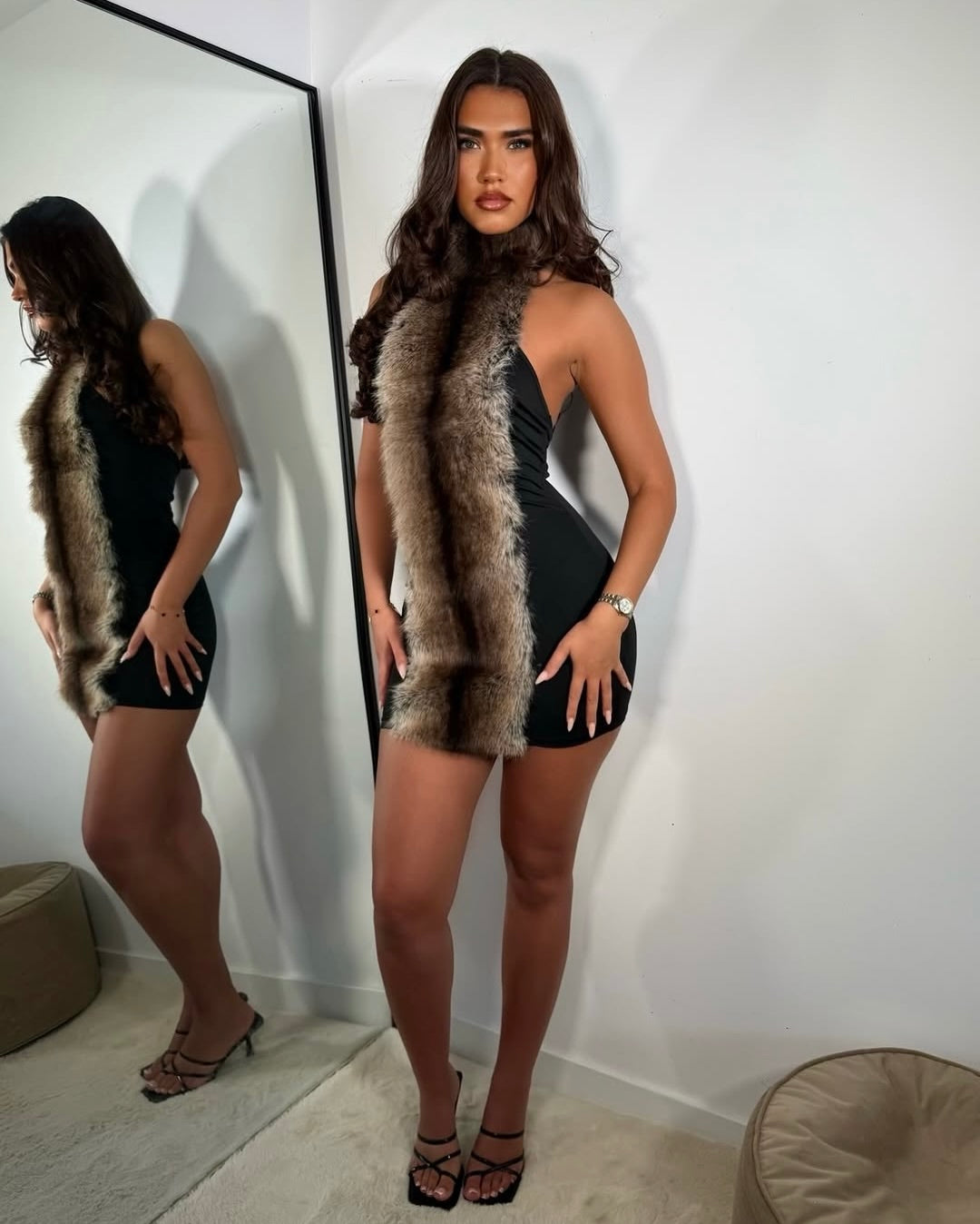 Le Pew Faux Fur Mini Dress