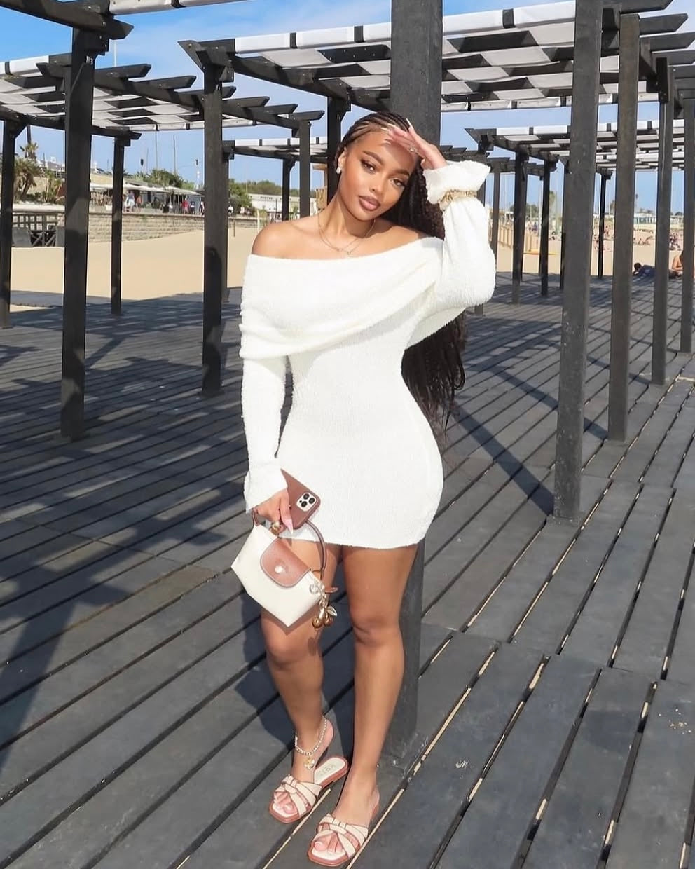 Karol Off-Shoulder Cozy Mini Dress