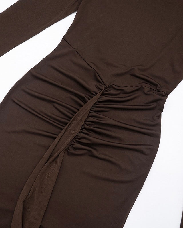 Noire Draped Sleeve Maxi Dress Purple