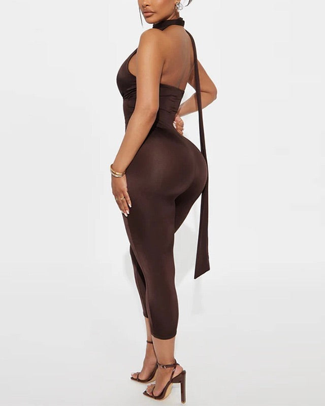 Livia Sculpt Halter Bodycon Jumpsuit