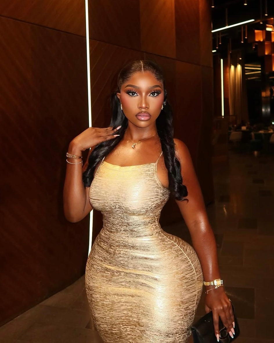 Calua Bandage Mini Dress Gold