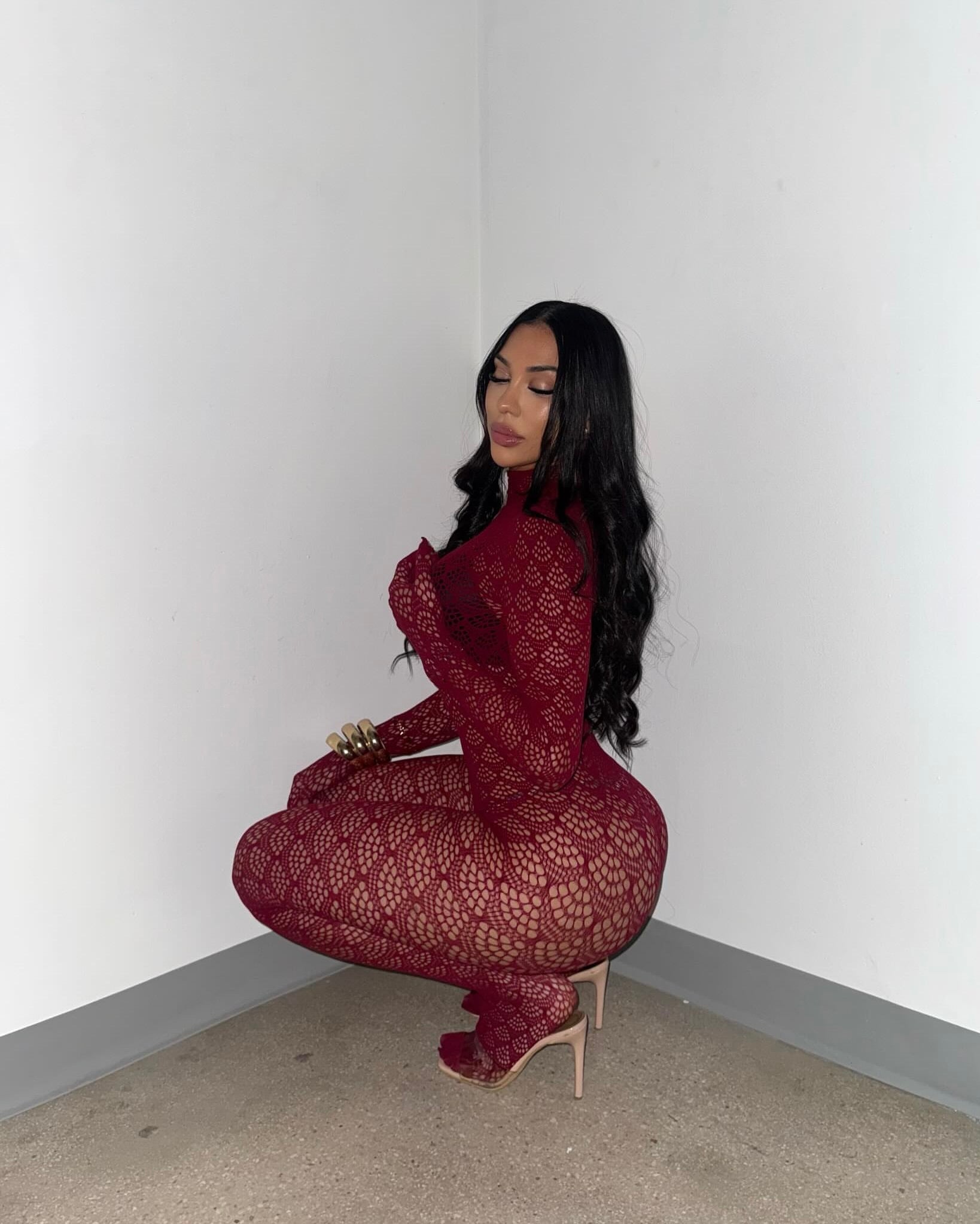 Kerri Lace Jumpsuit Burgundy