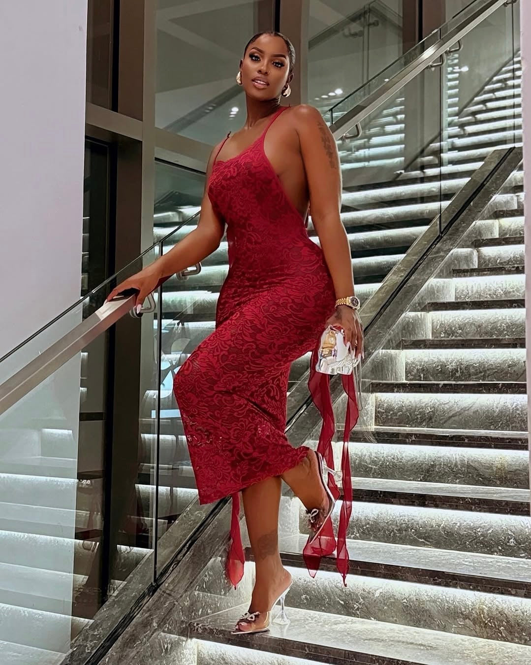 Inferno Lace Midi Dress