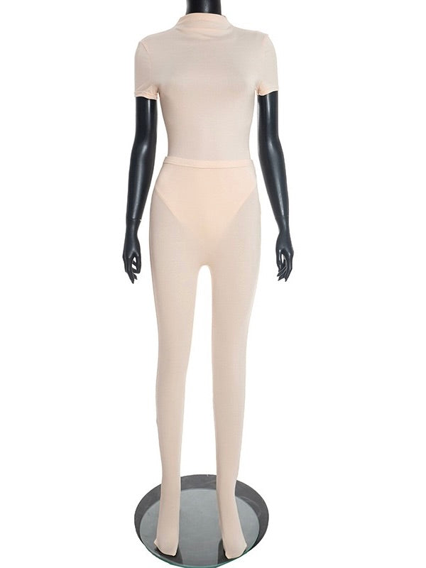 Martini Nude Turtleneck Two-Piece Set