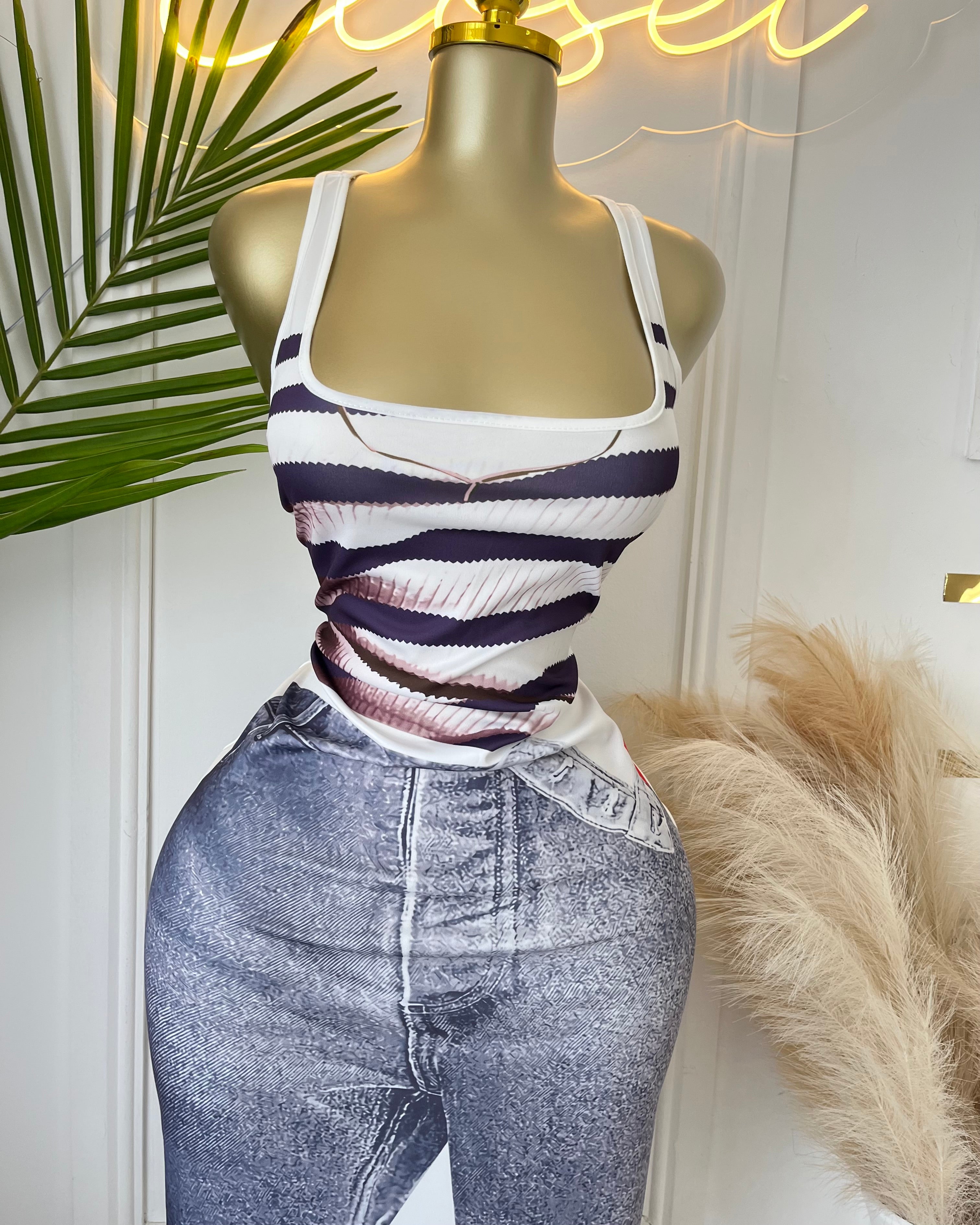 Ataina Denim Print Midi Dress