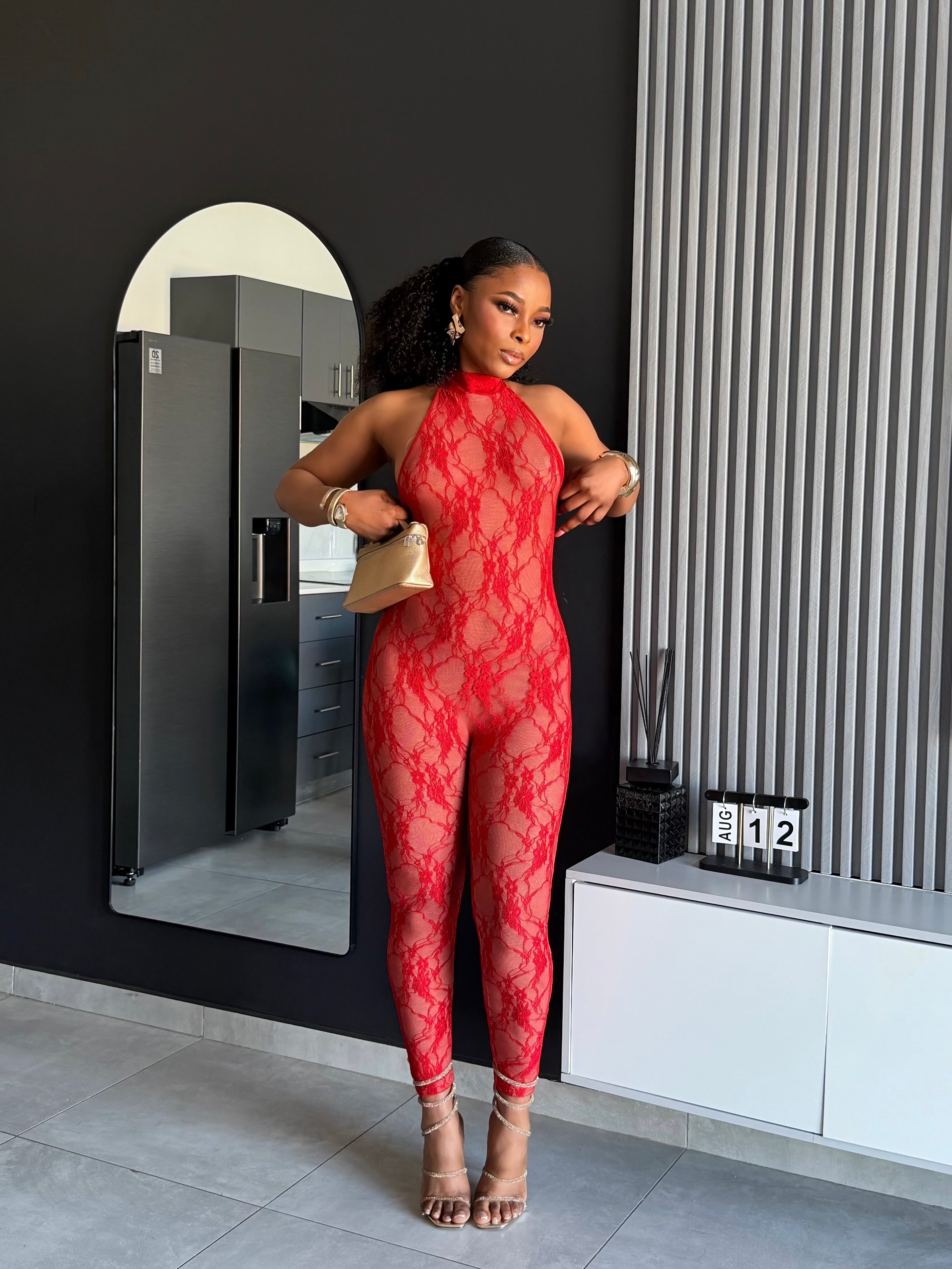 Scarlet Lace Halter Jumpsuit