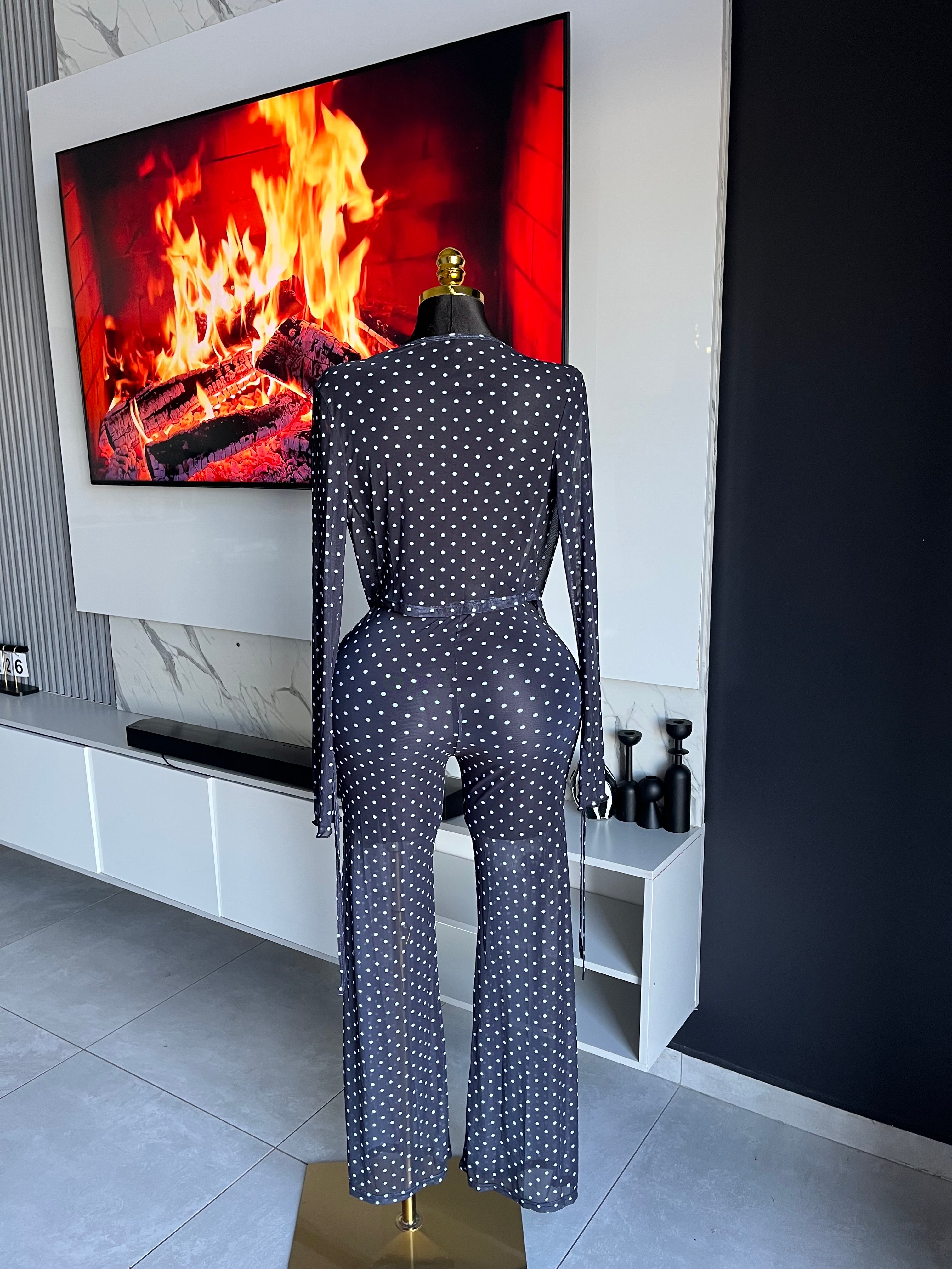Mabel Polka Dot Mesh Pant Set