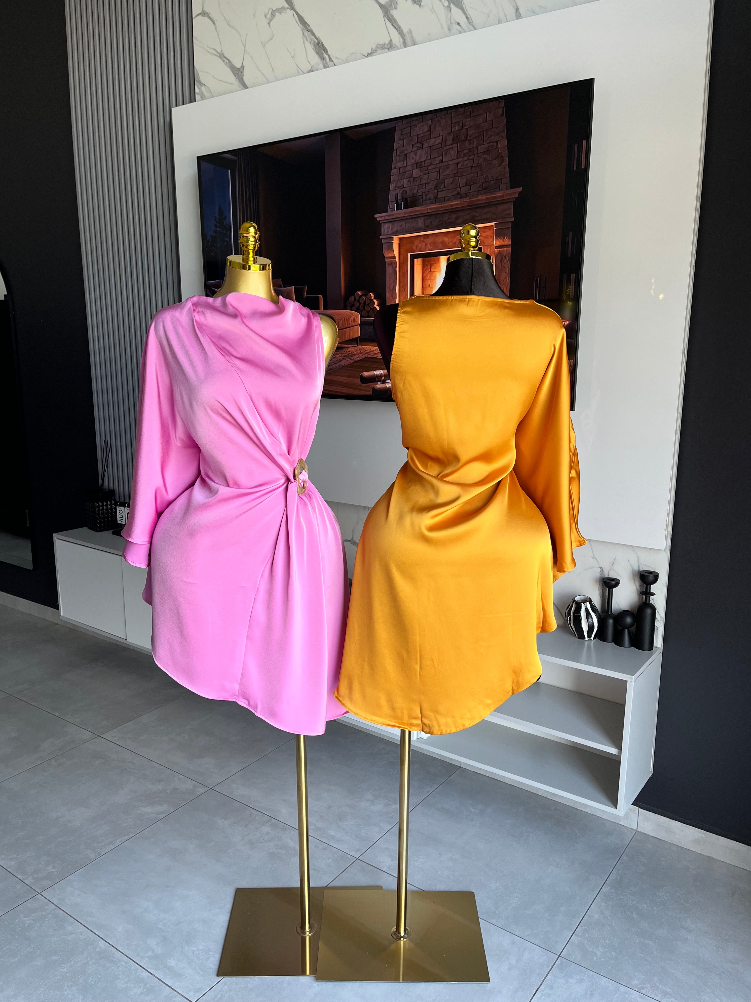 Robin Satin Ring Detail Mini Dress