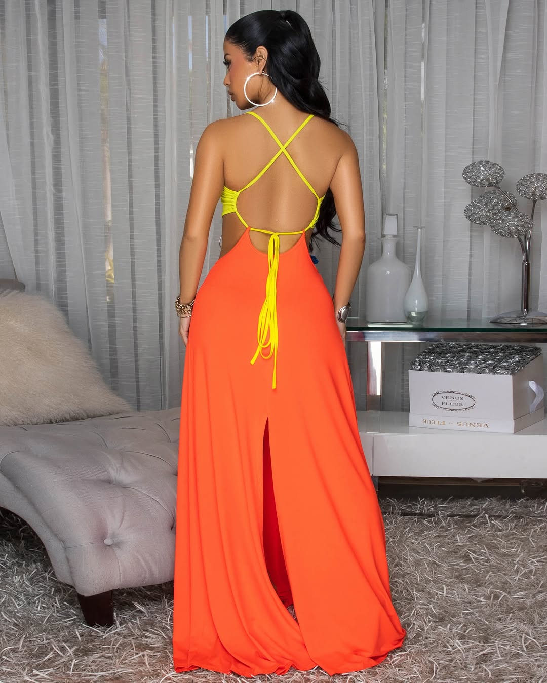 Oasis Cutout Maxi Dress Orange