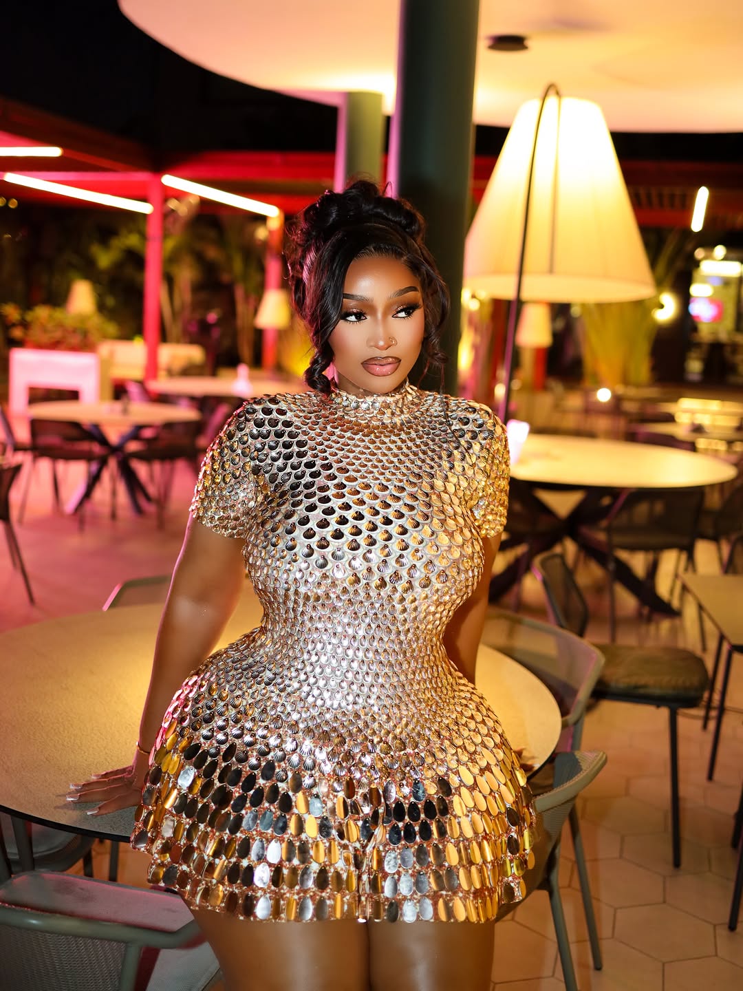 Godiva Mirror Embellished Mini Dress
