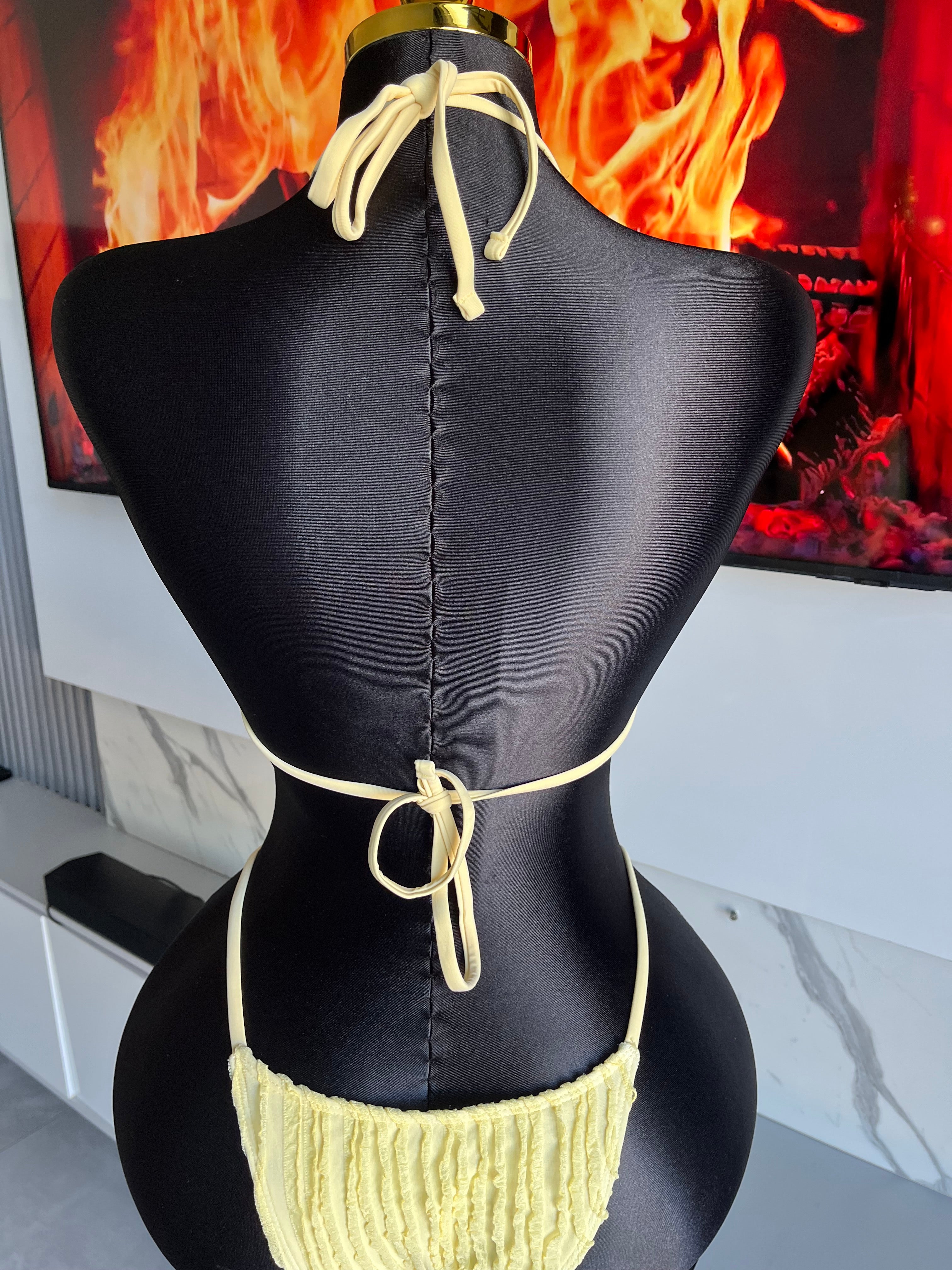Thalia Yellow Draped Bikini Set