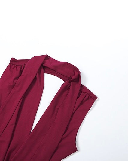 Mello Burgundy Cut-Out Jumpsuit