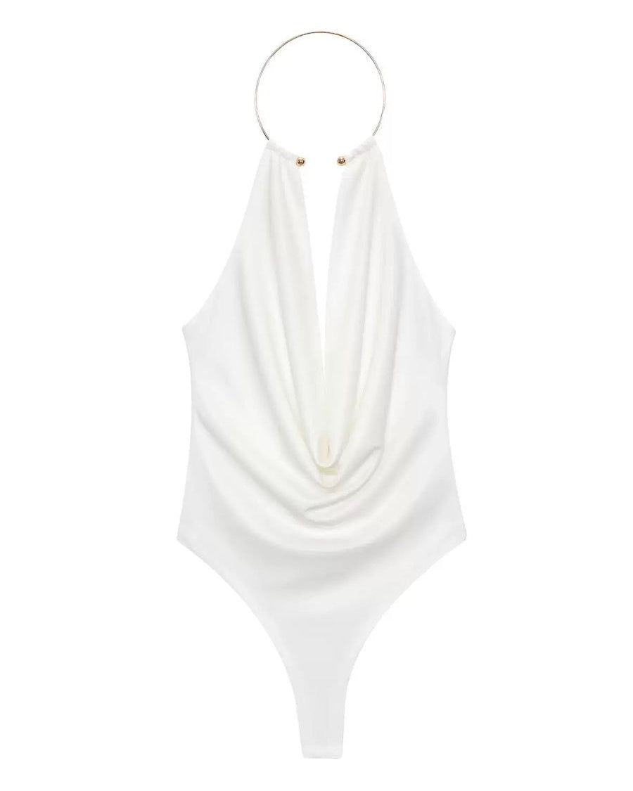 Mine Ring Detail Draped Bodysuit