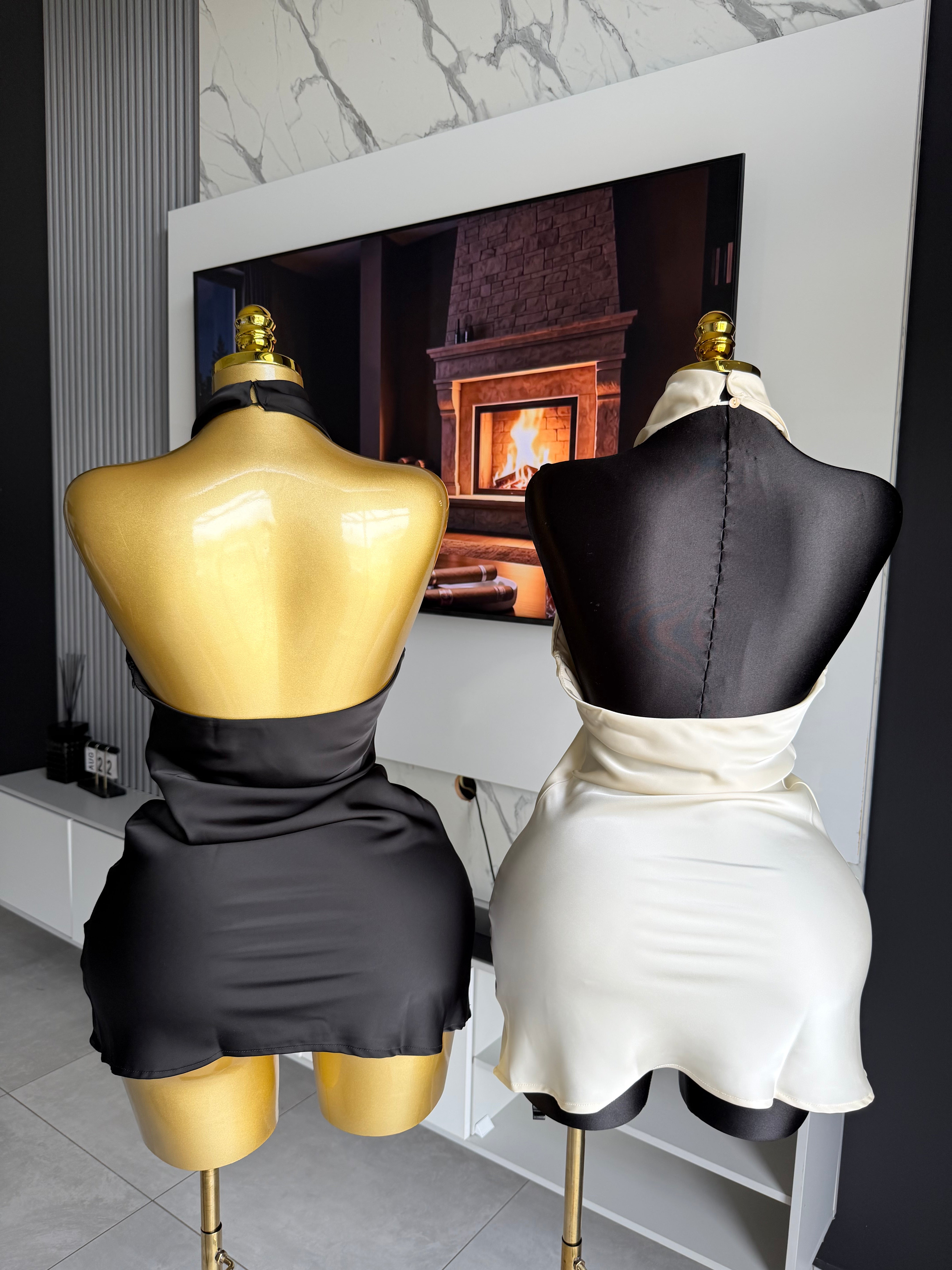 Amaya Satin Halter Mini Dress