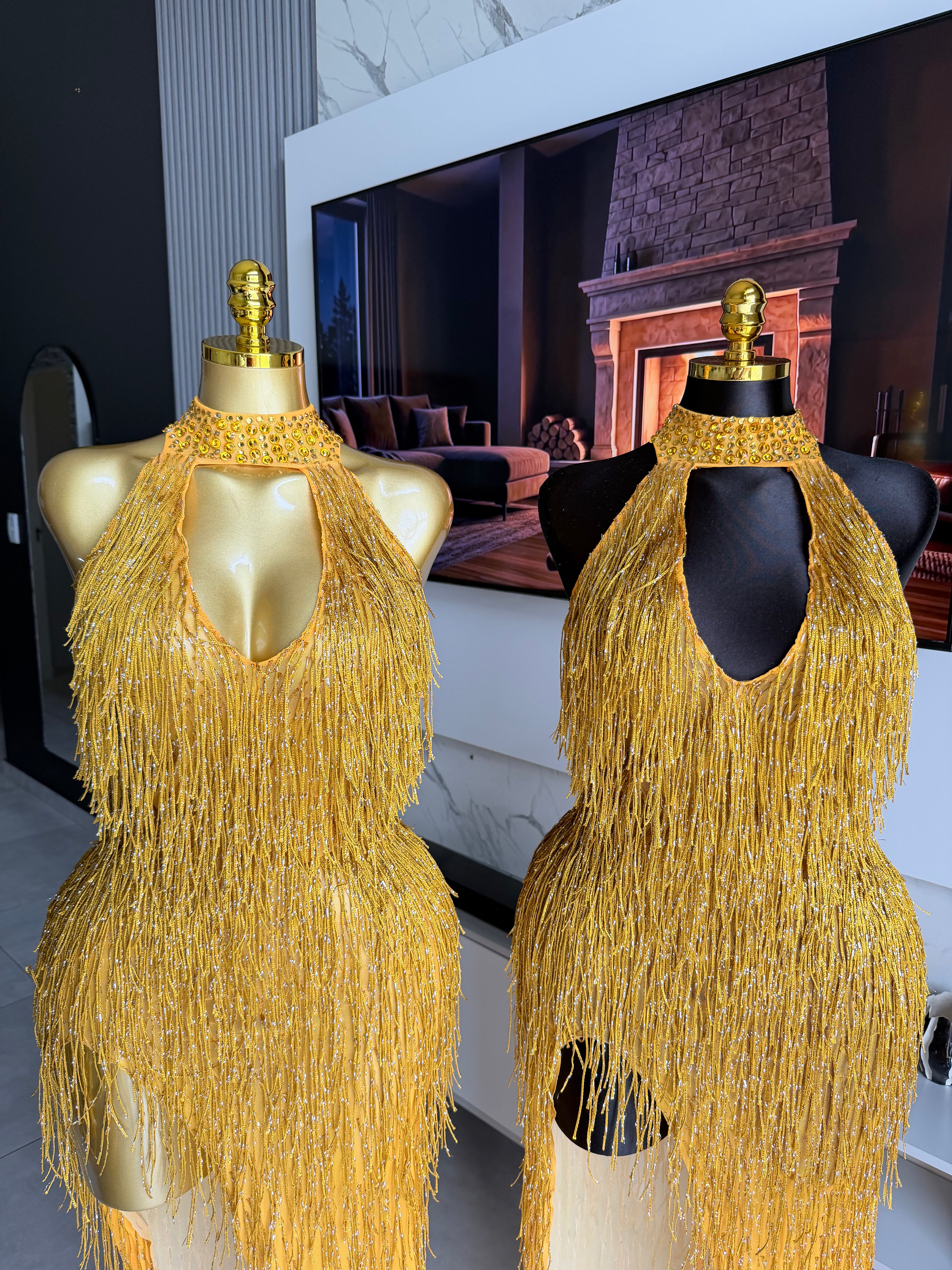 Zahara Gold Fringe Maxi Dress