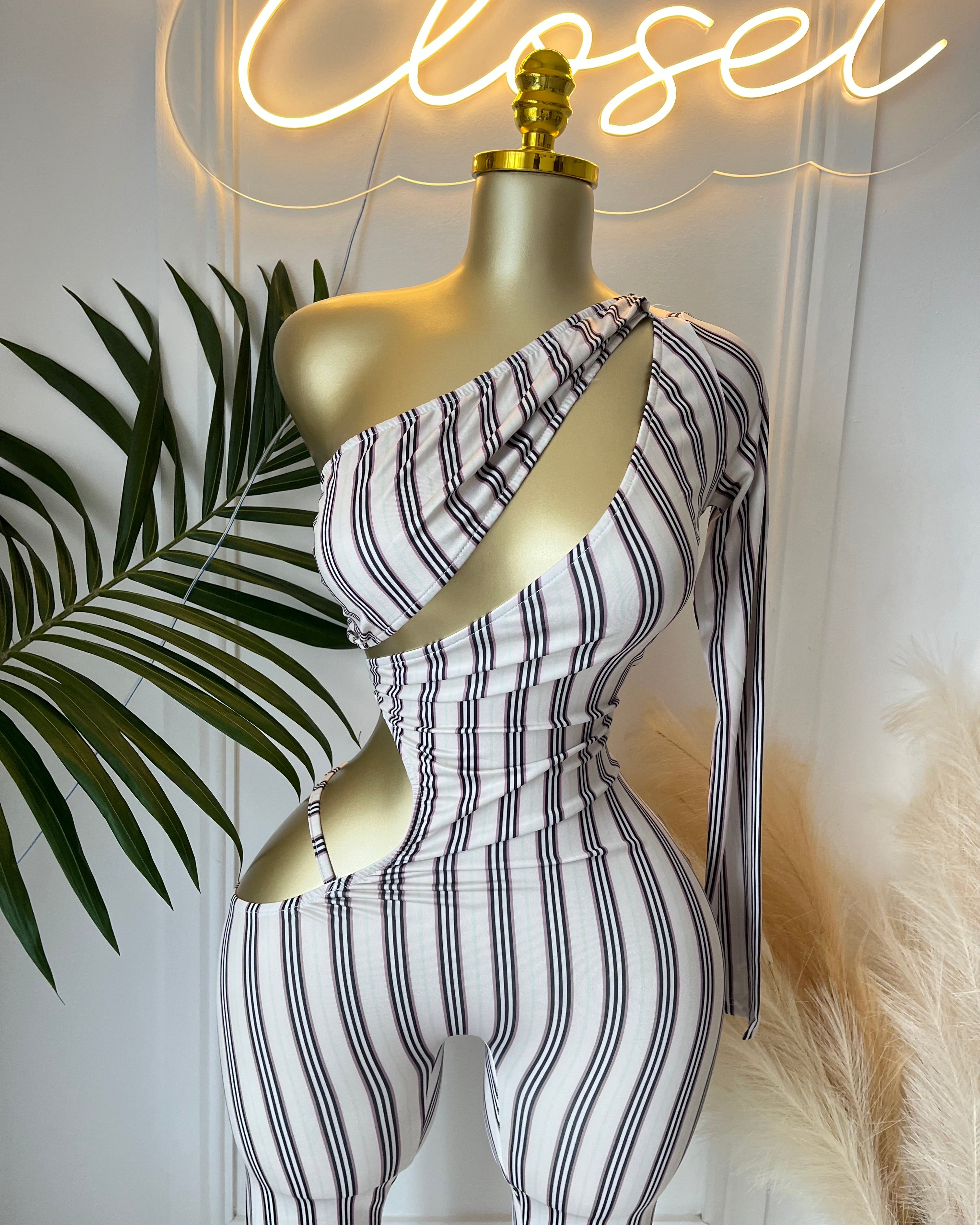 Maria One-Sleeve Cutout Jumpsuit