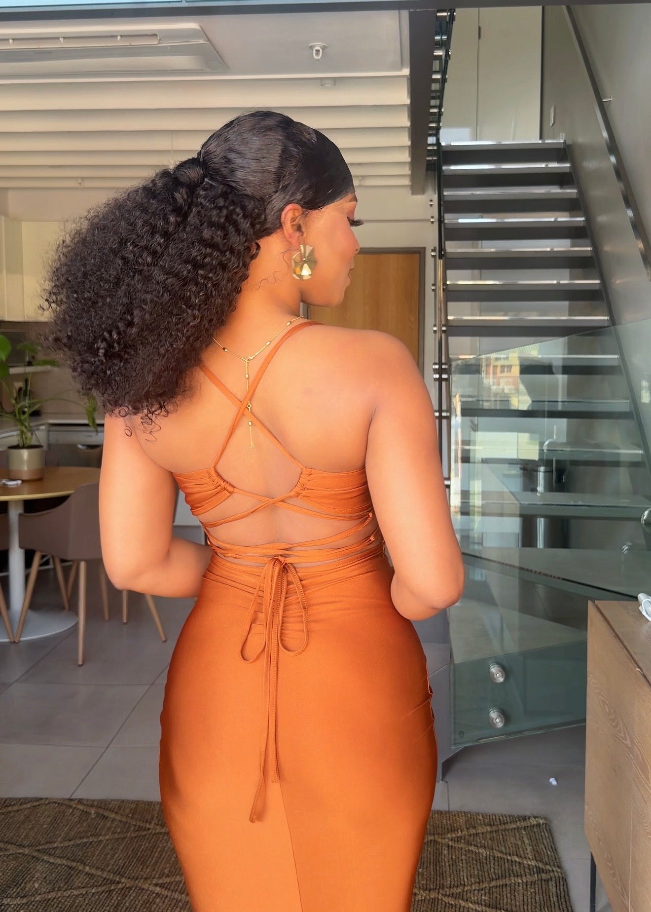 Nadia Open-Back Maxi Dress Orange