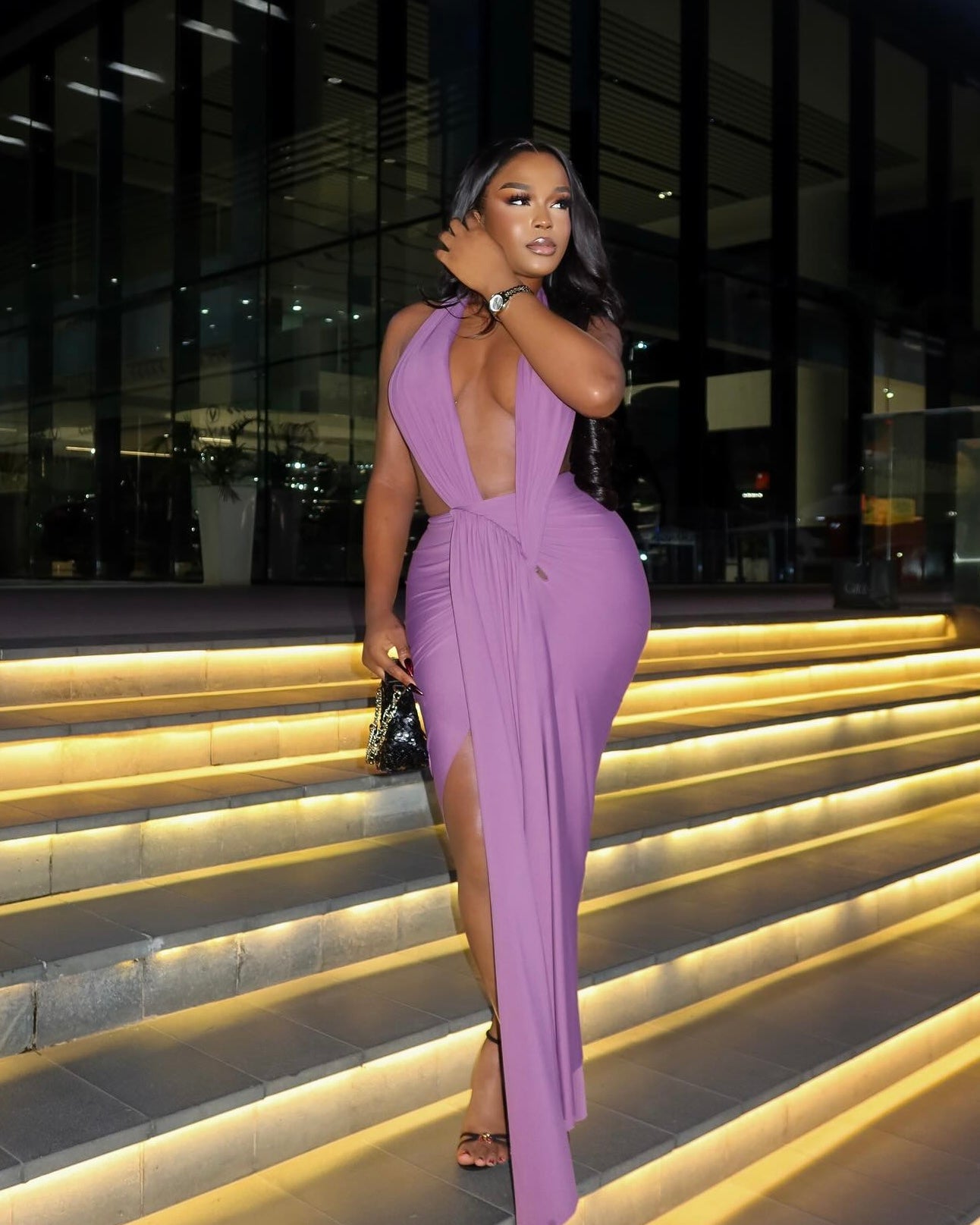 Raye Plunge Maxi Dress Purple