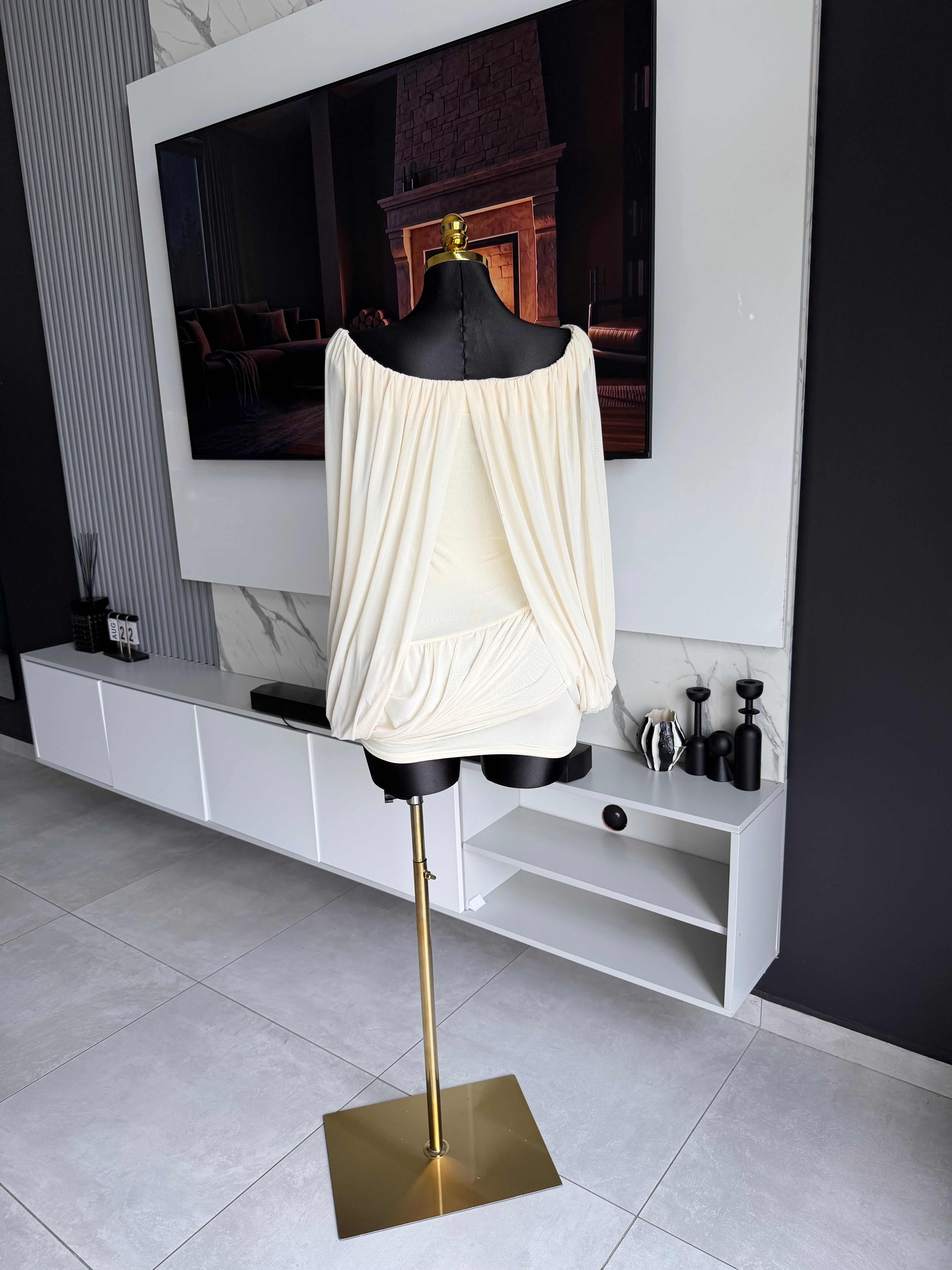 Selene Draped Off-Shoulder Mini Dress