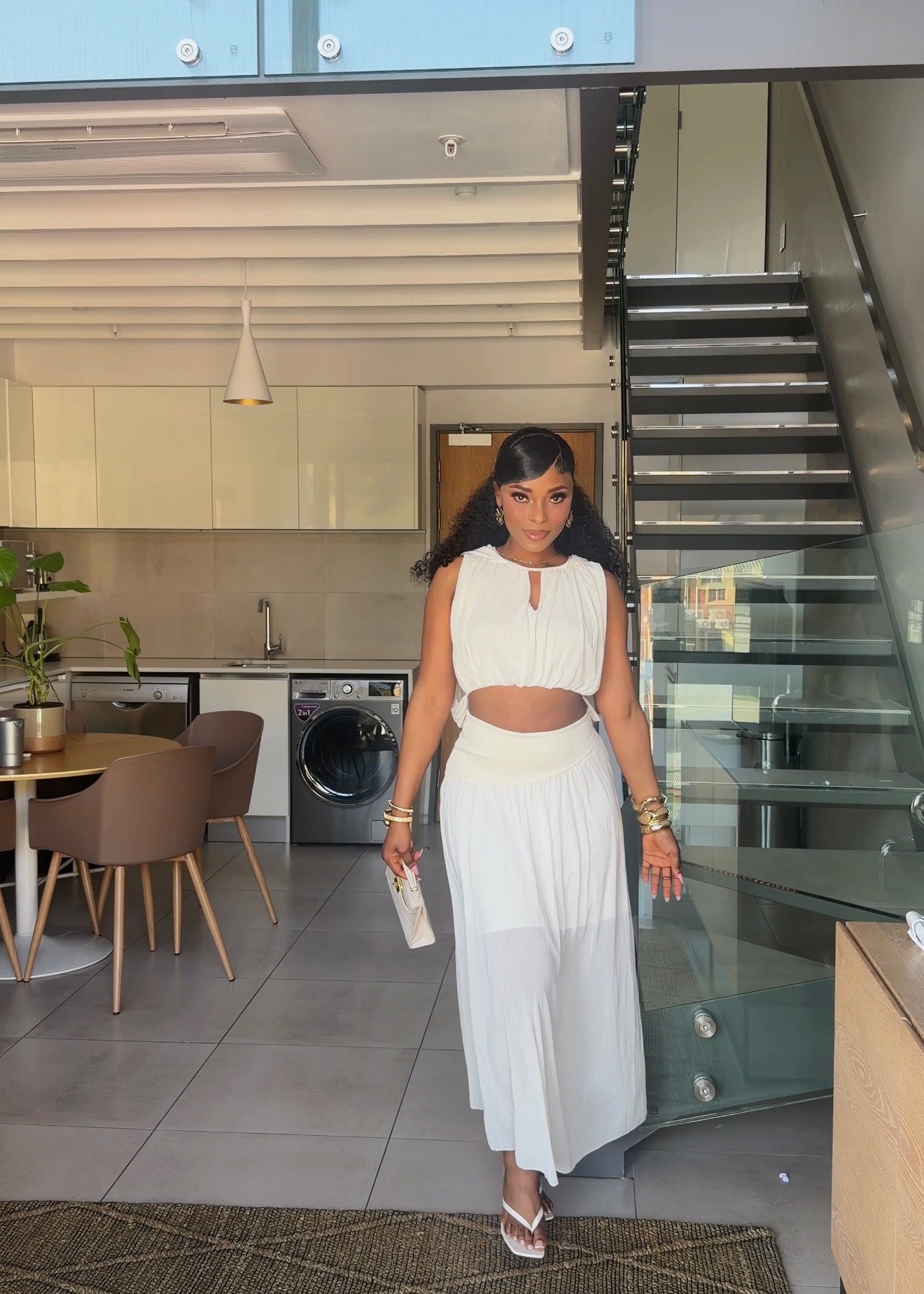 Eliana Ivory Two-Piece Maxi Set