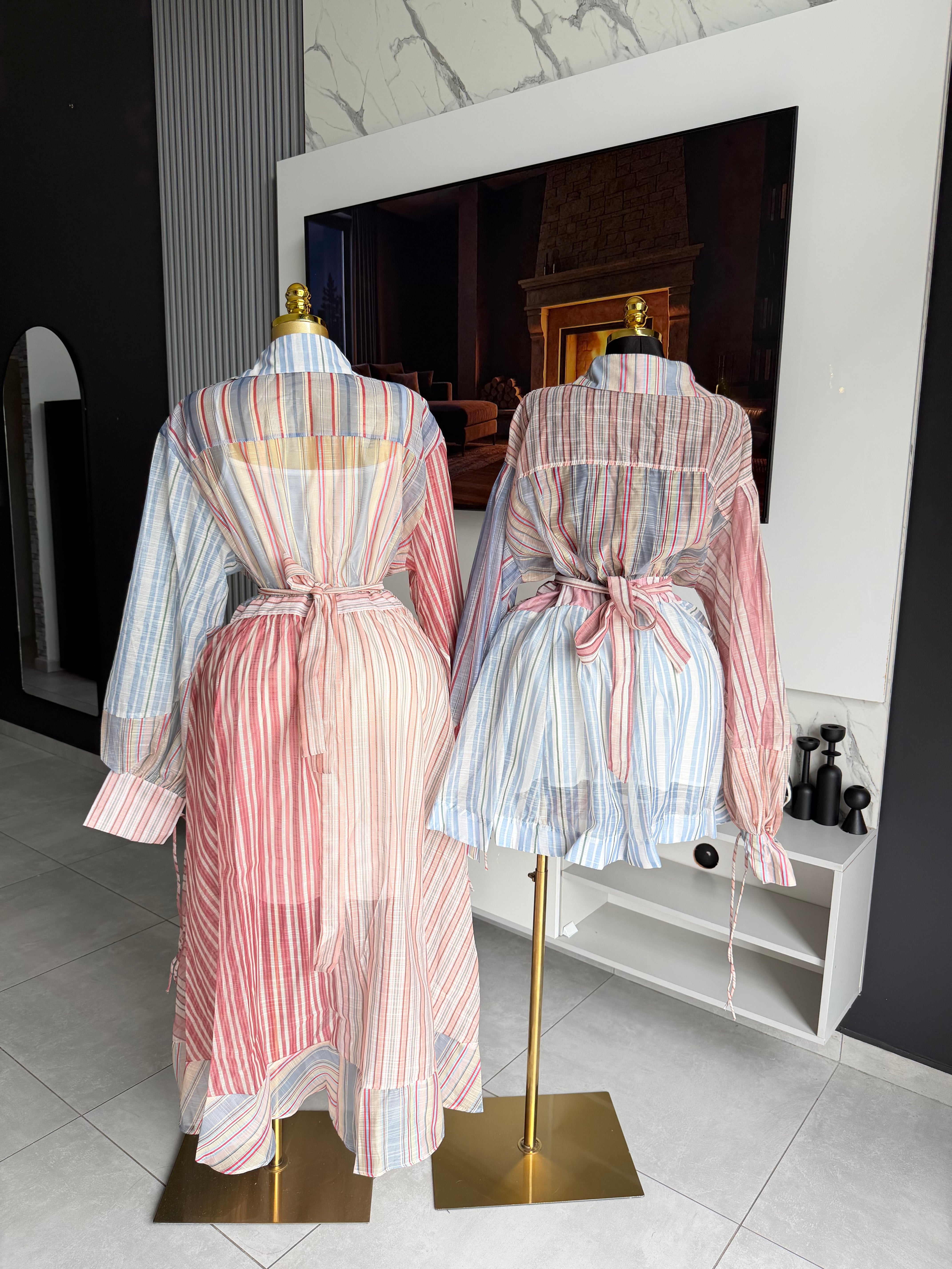 Amara Patchwork Stripe Shirt Dress