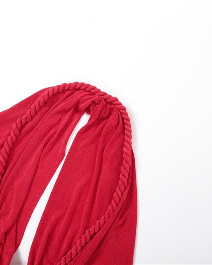 Cassie Red Plunge Drape Mini Dress