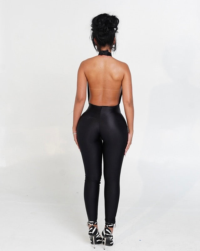 Perfect Black Halter Cut-Out Jumpsuit