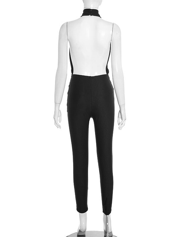 Perfect Black Halter Cut-Out Jumpsuit